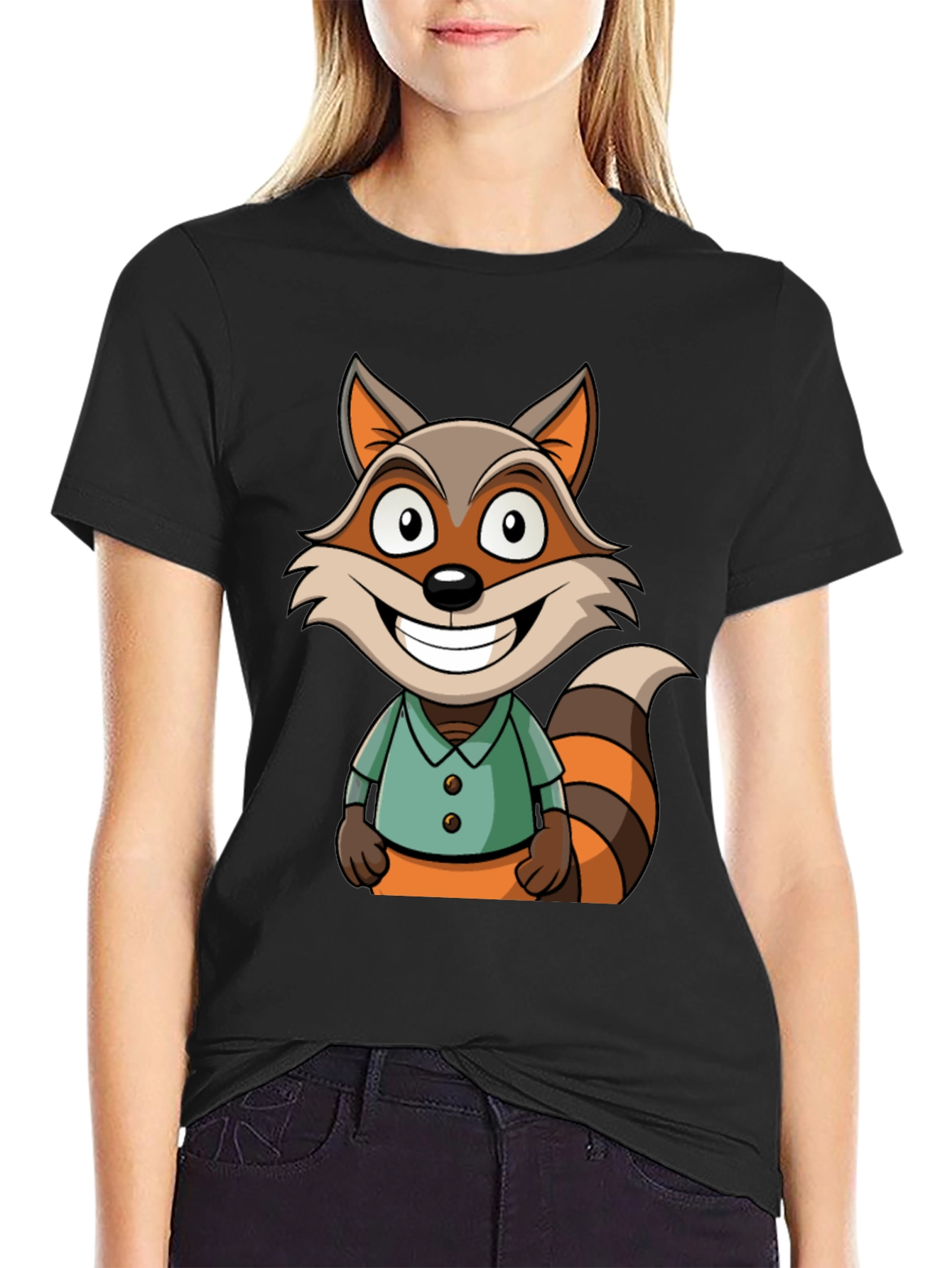 Cartoon Raccoon Graphic Tee - Fun Novelty T-Shirt