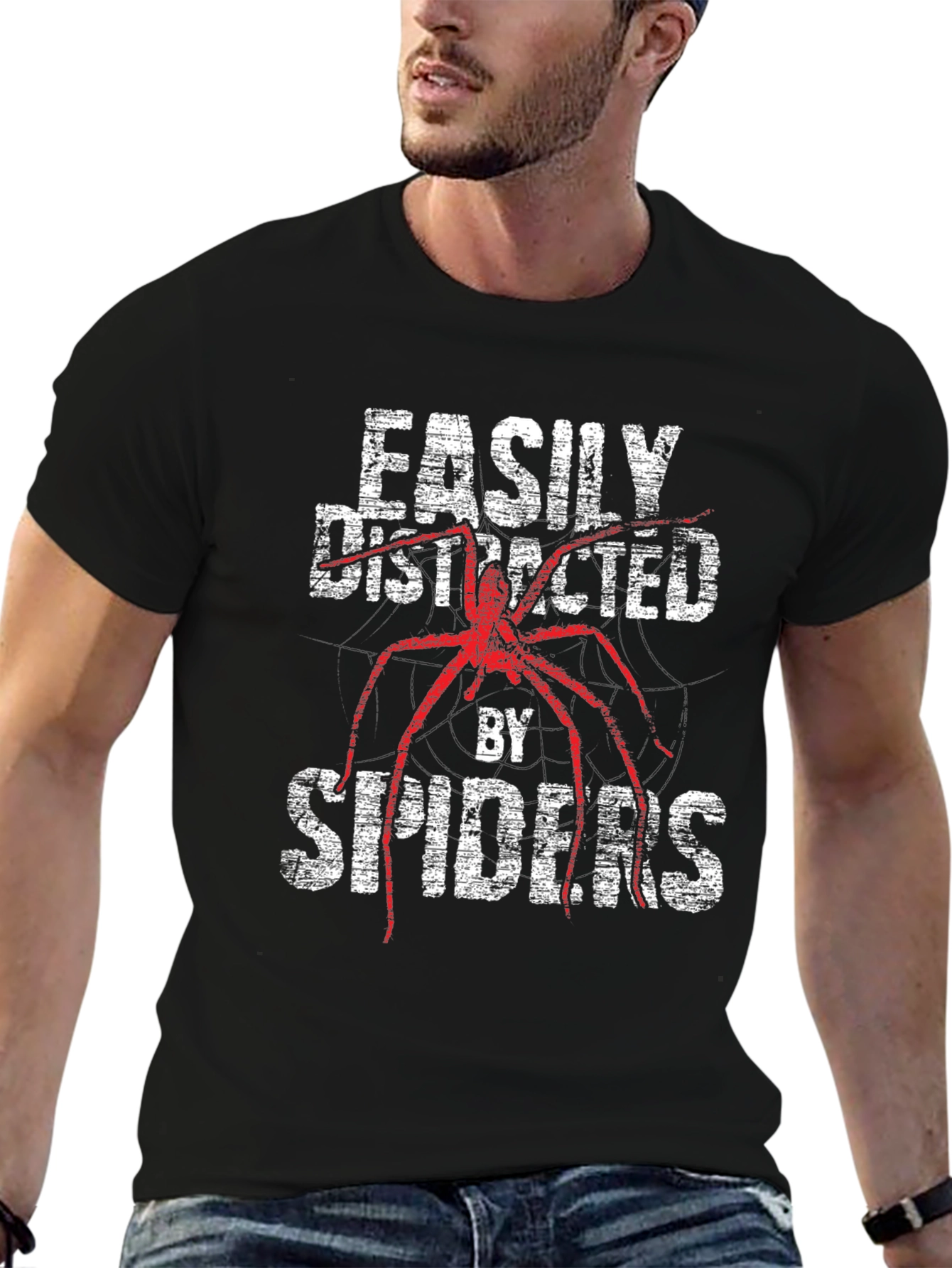 Easily Distracted By Spiders Funny T-Shirt