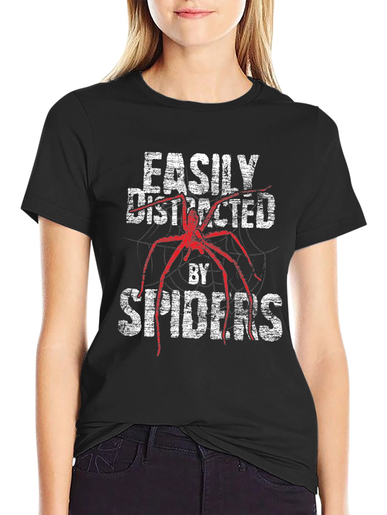 Easily Distracted By Spiders Funny T-Shirt