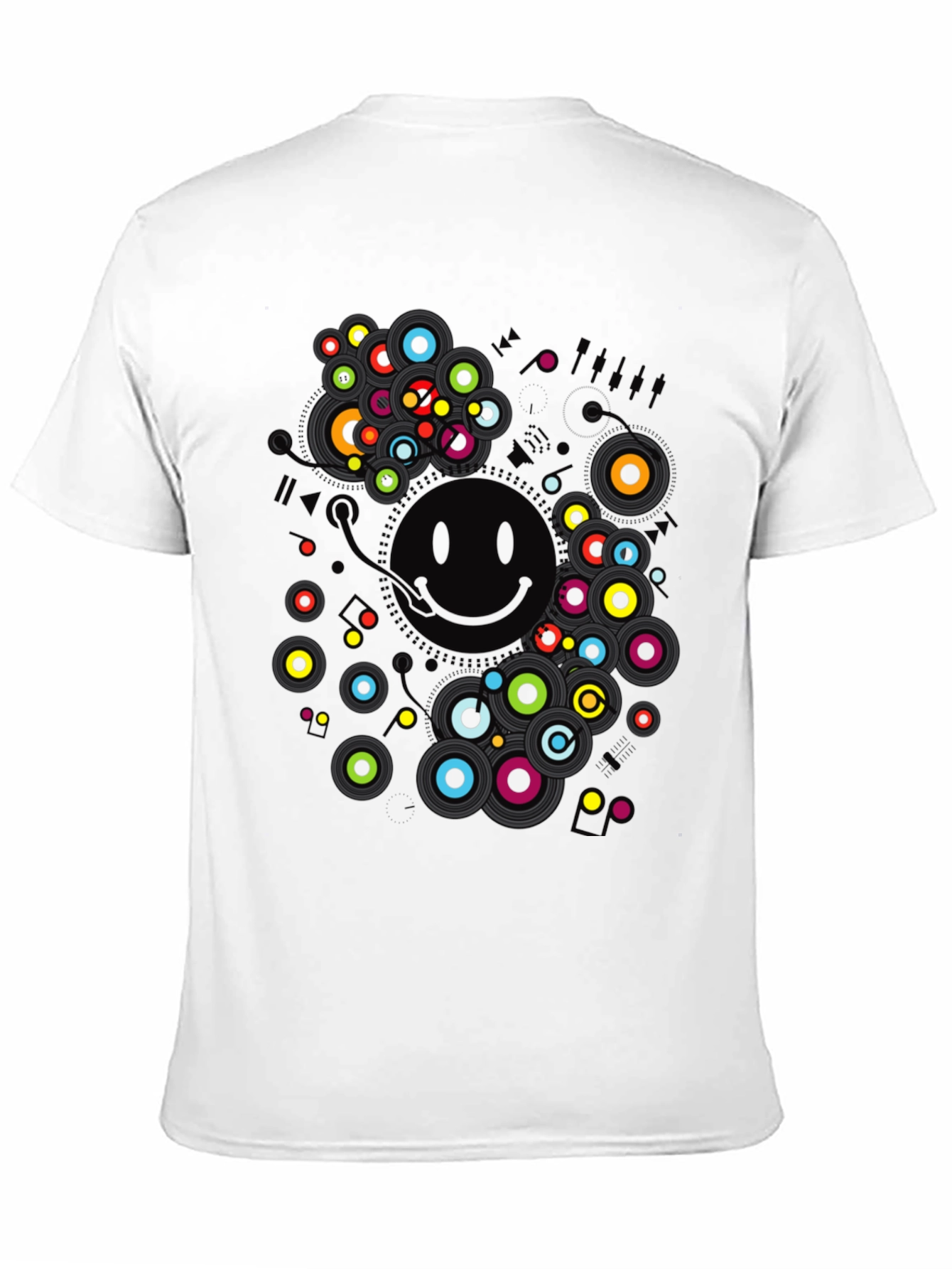 Smiley Face Graphic Print Black T-Shirt