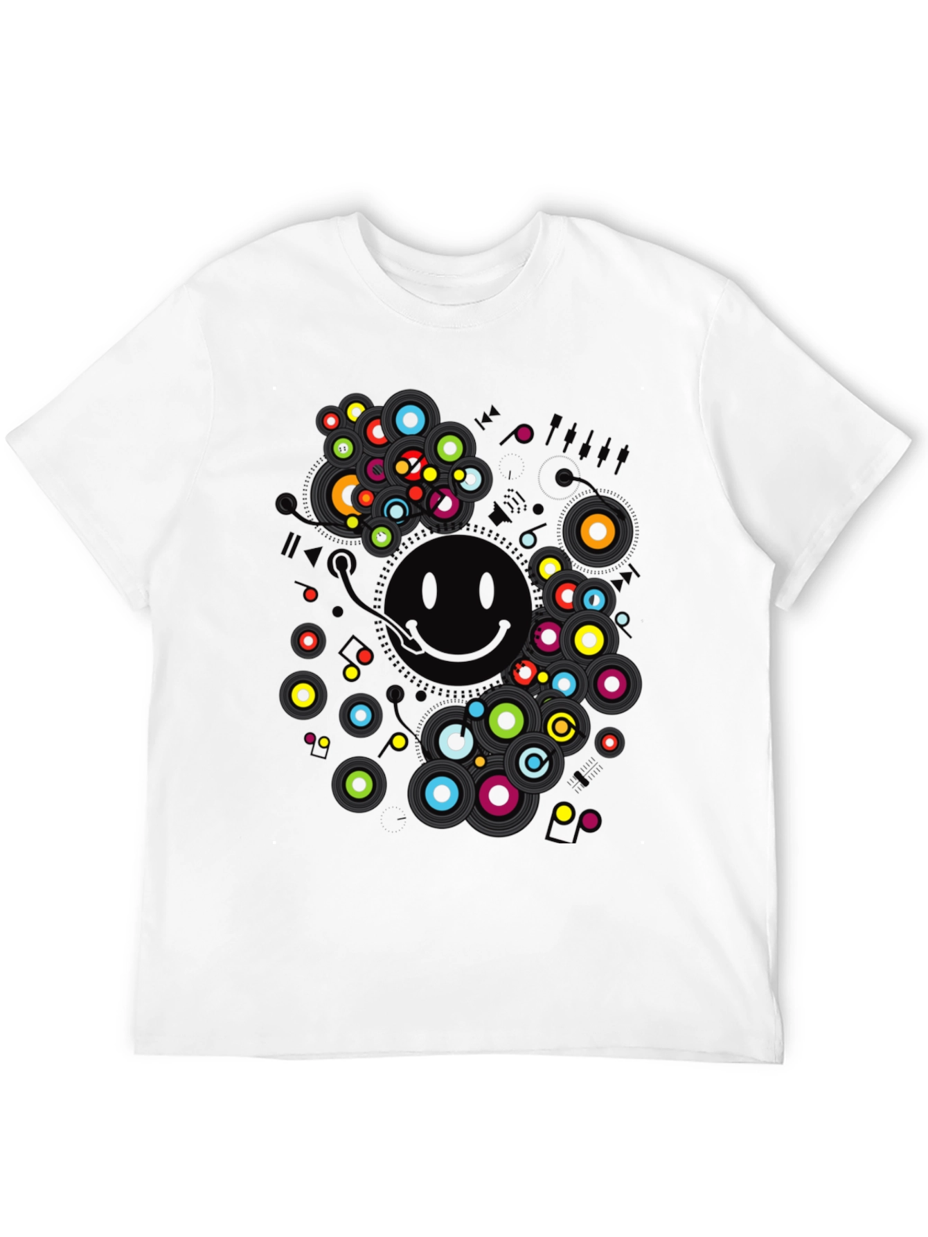 Smiley Face Graphic Print Black T-Shirt