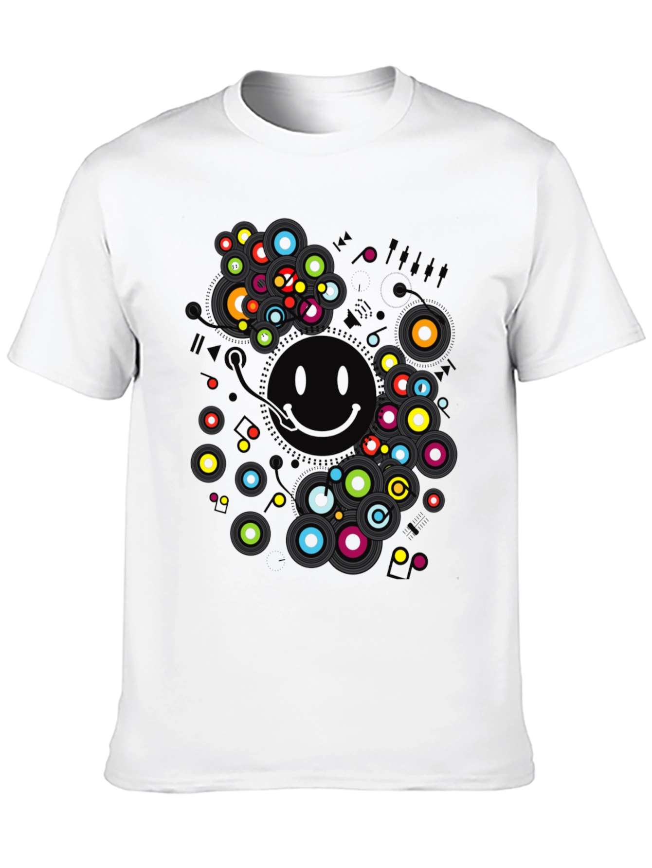 Smiley Face Graphic Print Black T-Shirt