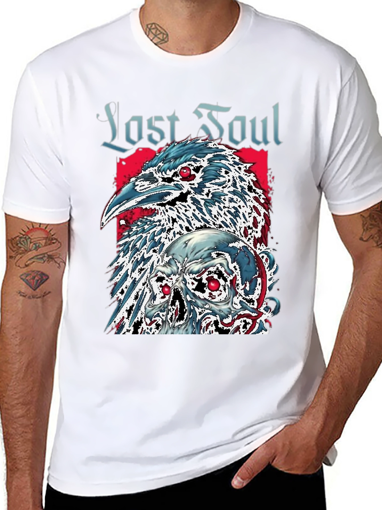 Last Soul Crow & Skull Graphic Tee