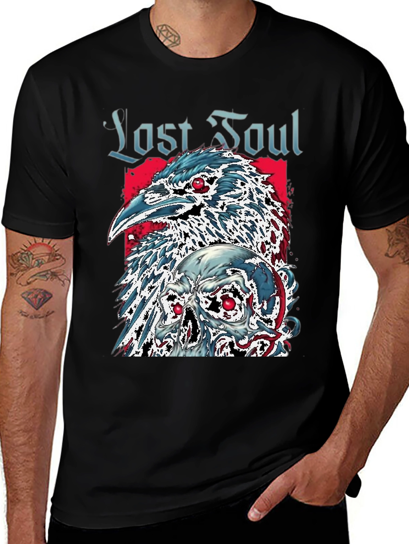 Last Soul Crow & Skull Graphic Tee