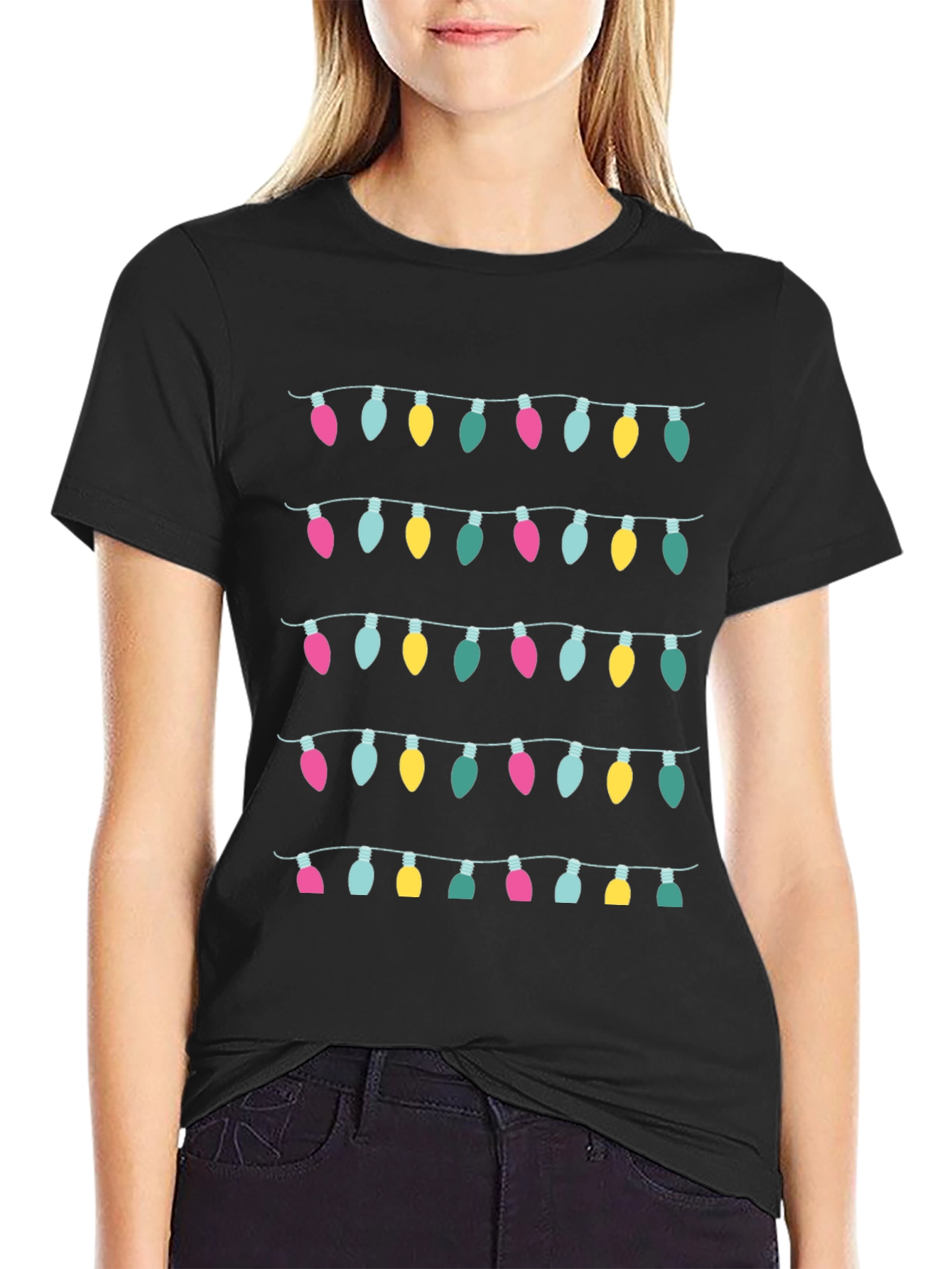 Holiday Lights Graphic Tee - Festive Christmas Shirt