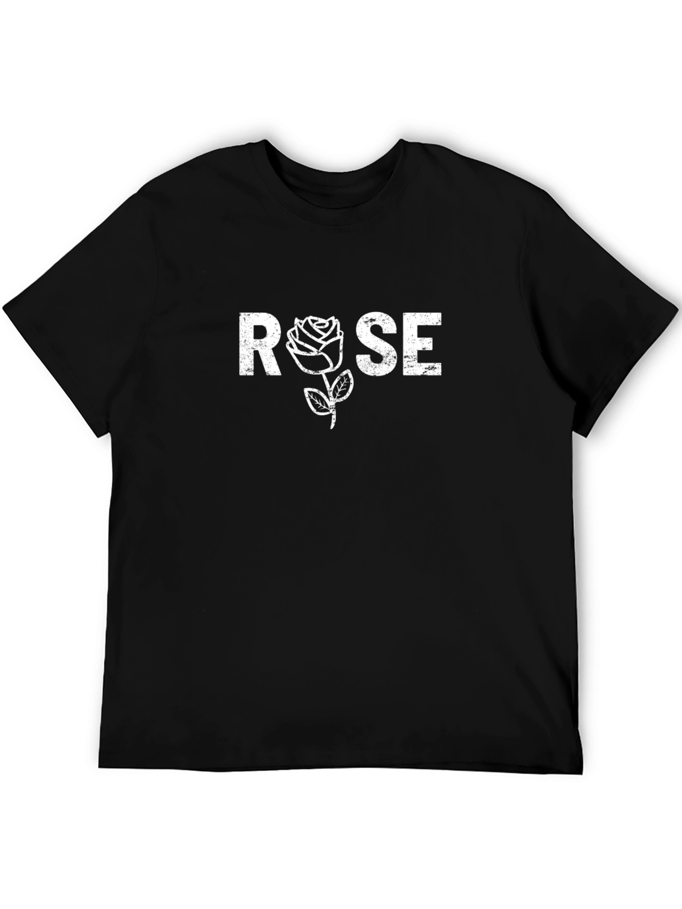 Rose Graphic Tee - Distressed Print Black T-Shirt