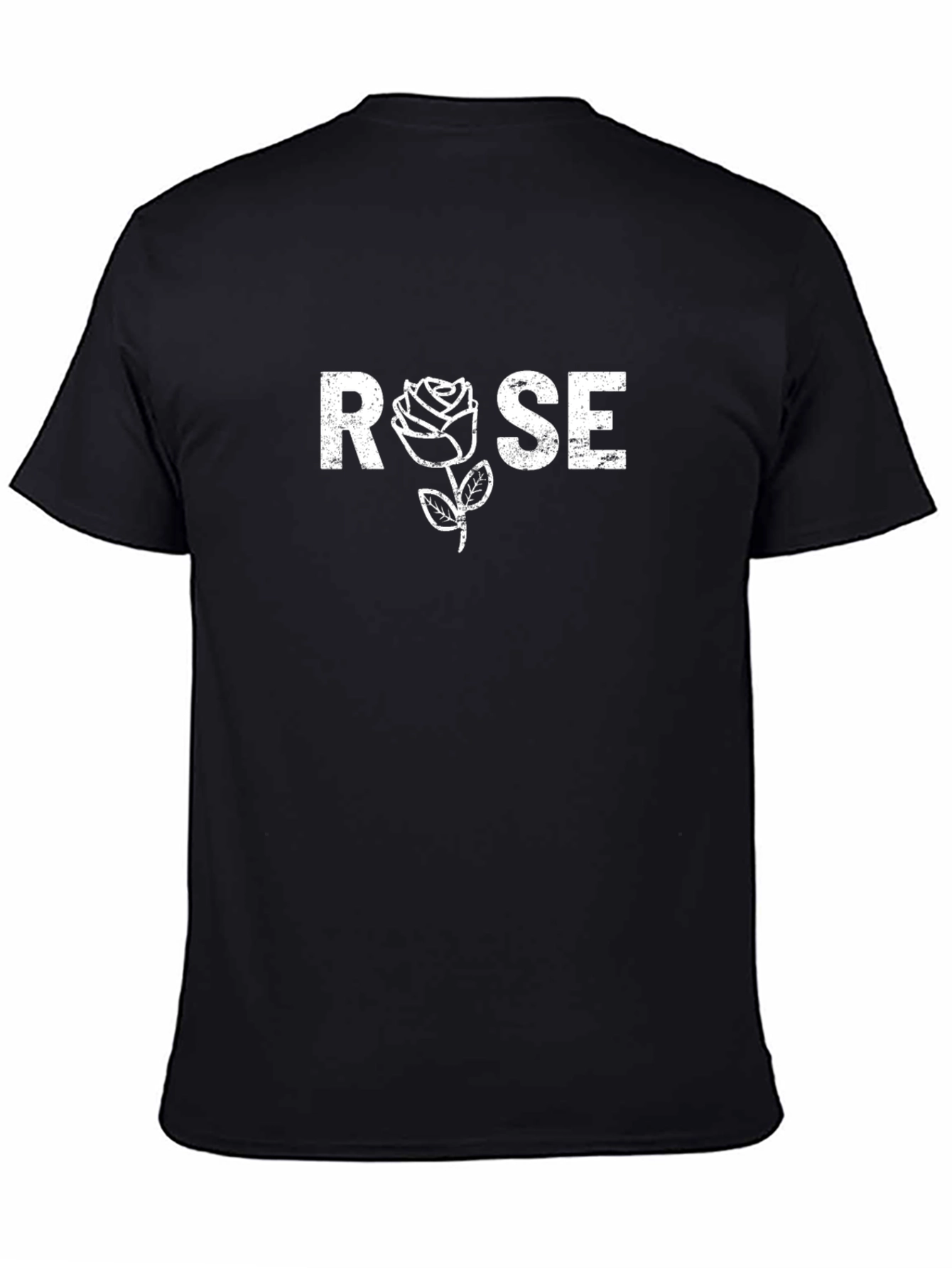 Rose Graphic Tee - Distressed Print Black T-Shirt