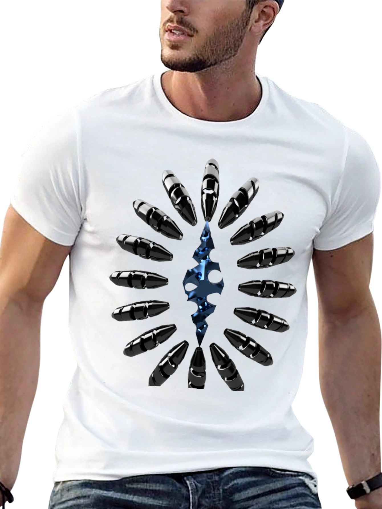 Edgy Graphic Tee - Bullet & Blue Design