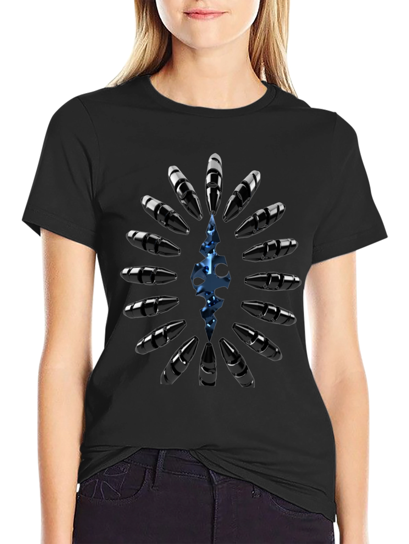 Edgy Graphic Tee - Bullet & Blue Design