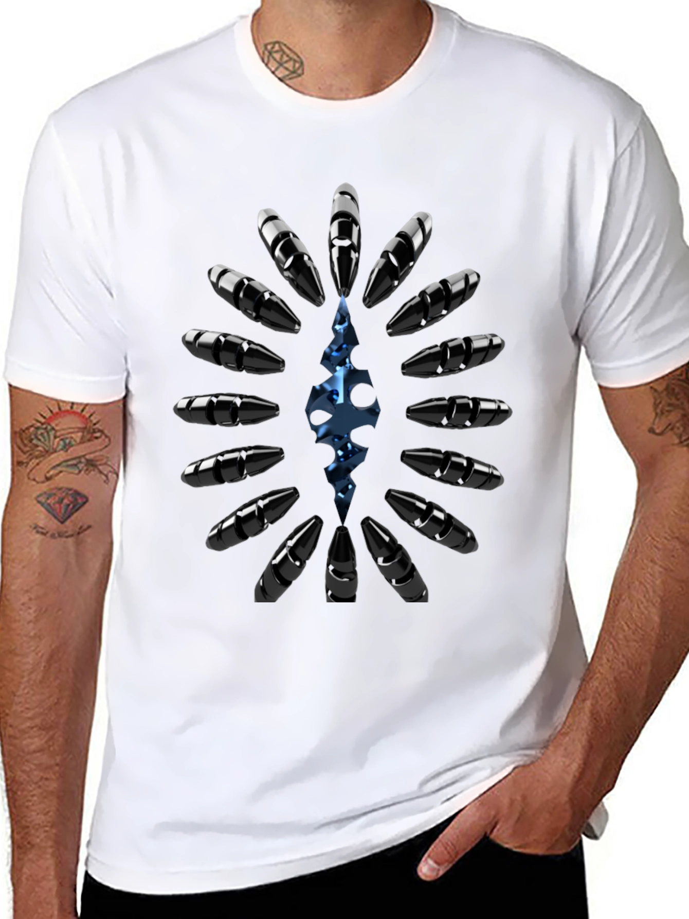 Edgy Graphic Tee - Bullet & Blue Design