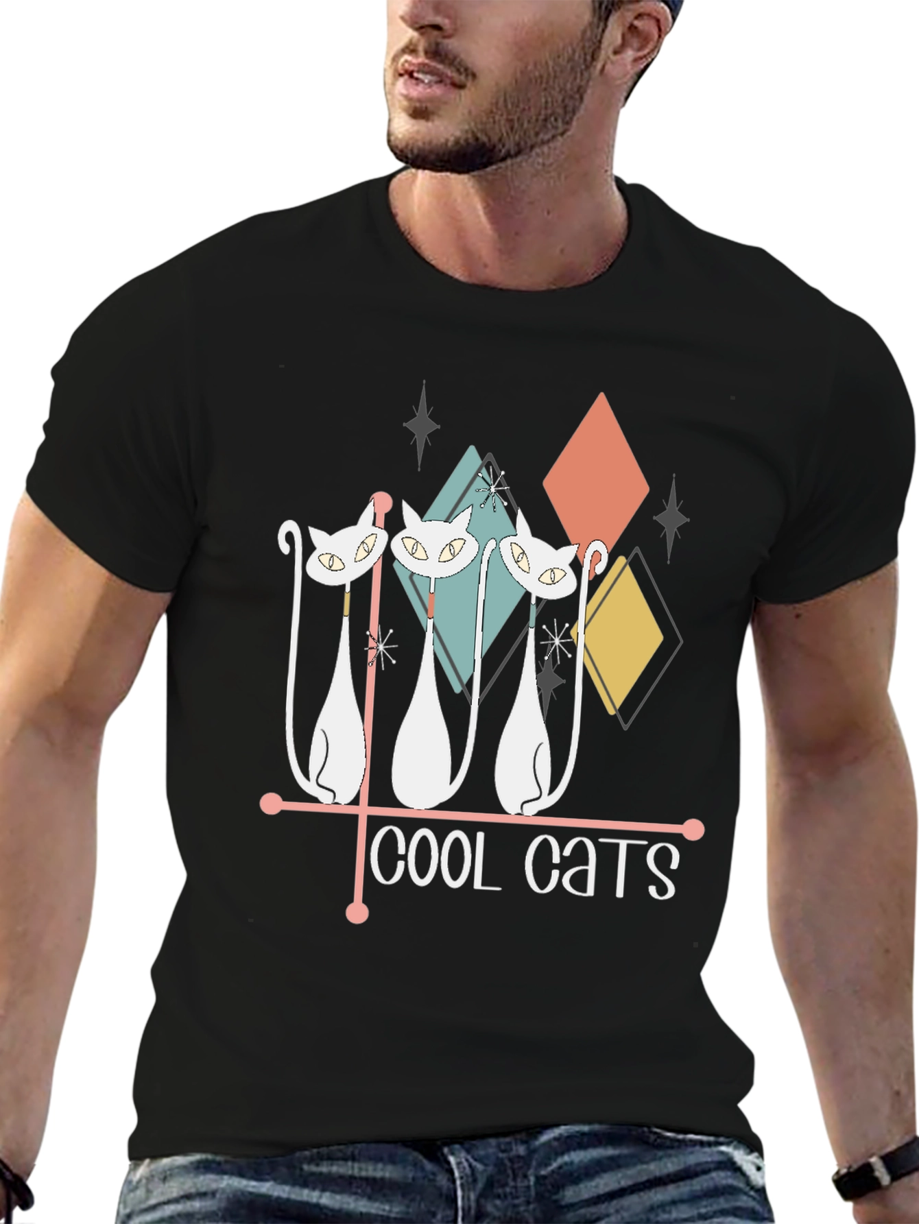 Cool Cats Graphic Tee - Retro Style
