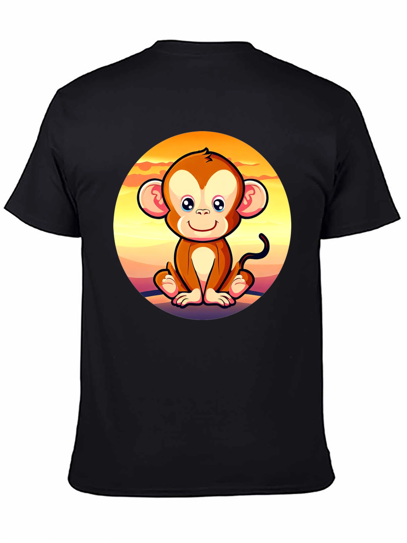 Cute Monkey Graphic Tee - Unisex Black T-Shirt