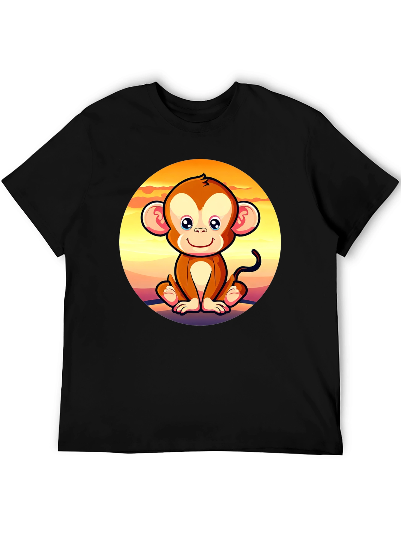 Cute Monkey Graphic Tee - Unisex Black T-Shirt