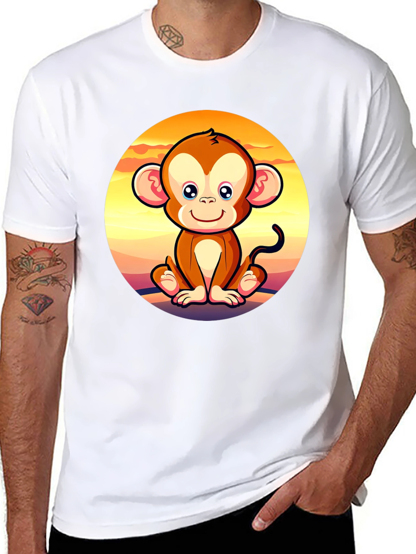 Cute Monkey Graphic Tee - Unisex Black T-Shirt