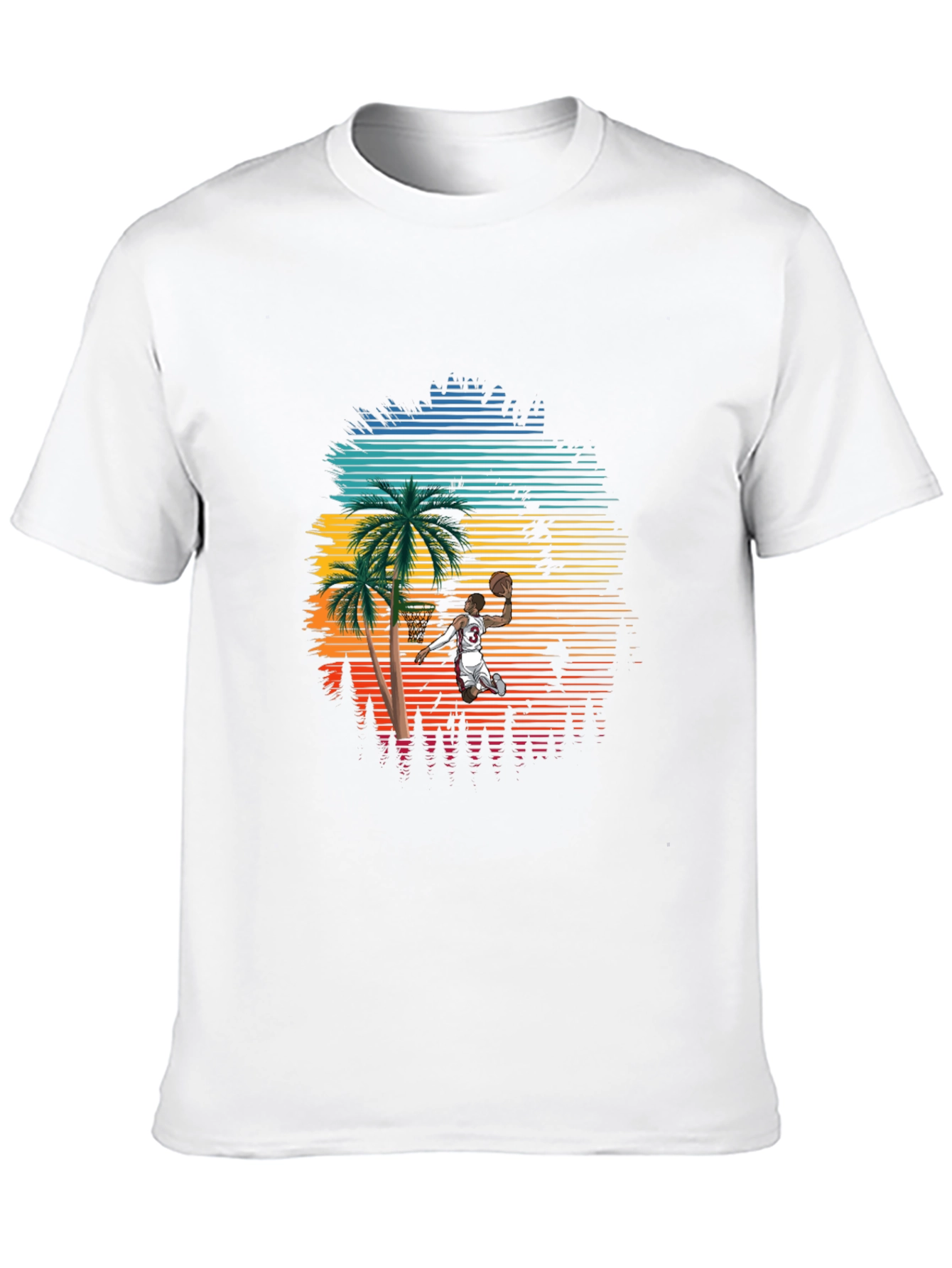 Retro Sunset Basketball T-Shirt