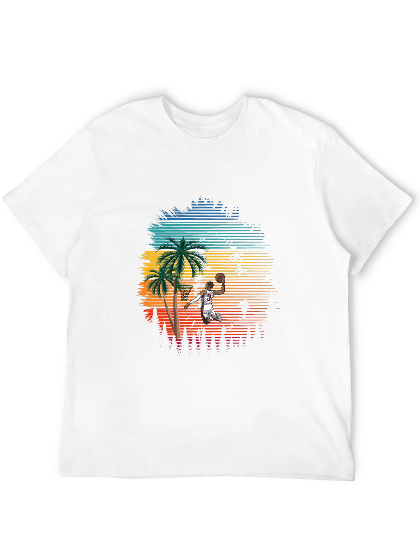Retro Sunset Basketball T-Shirt