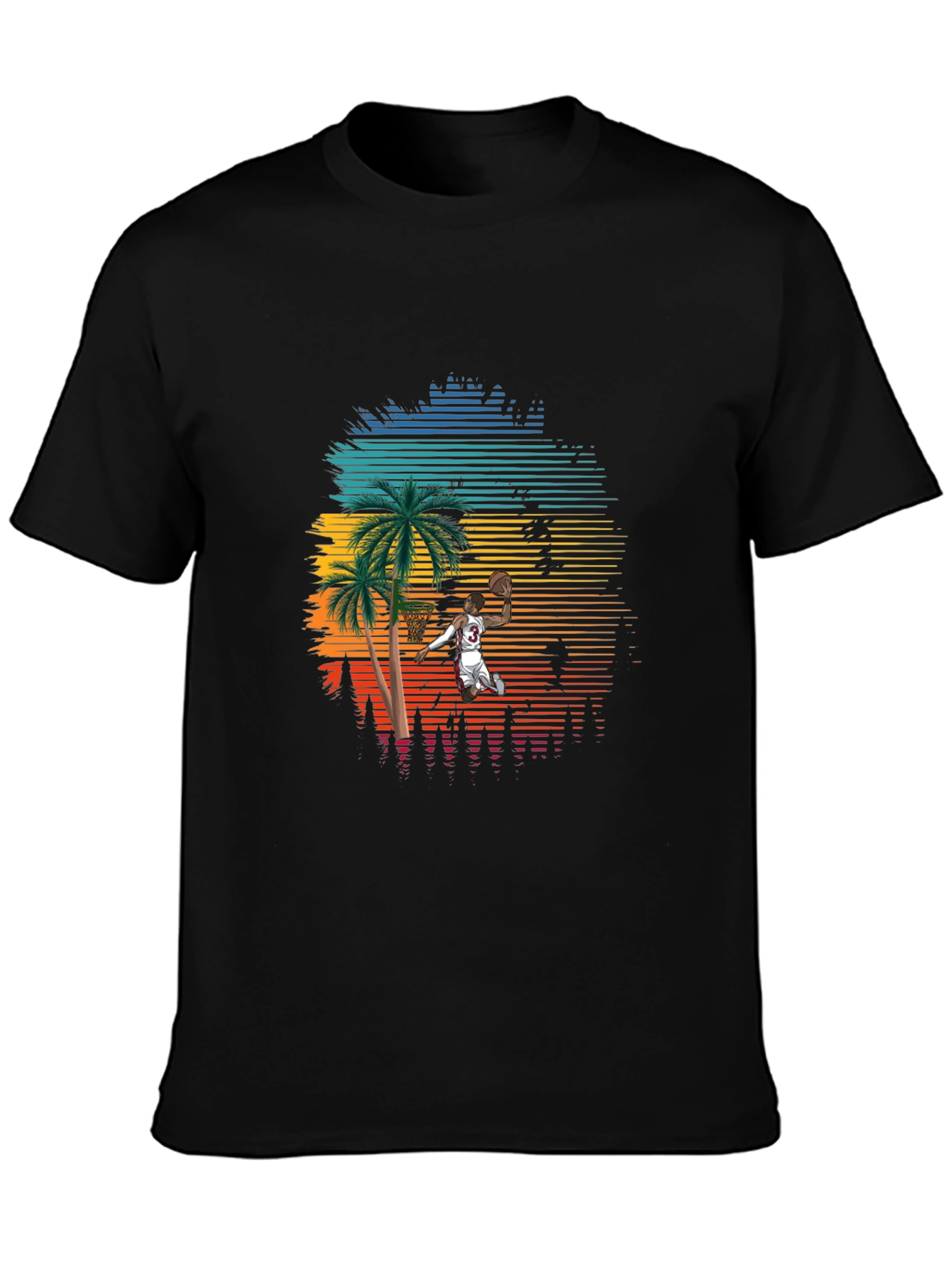 Retro Sunset Basketball T-Shirt