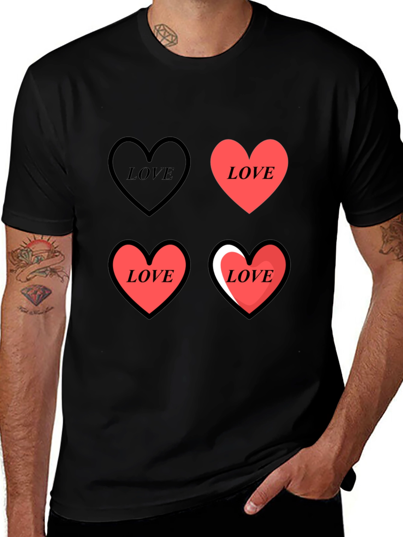 Love Heart Print Graphic Tee