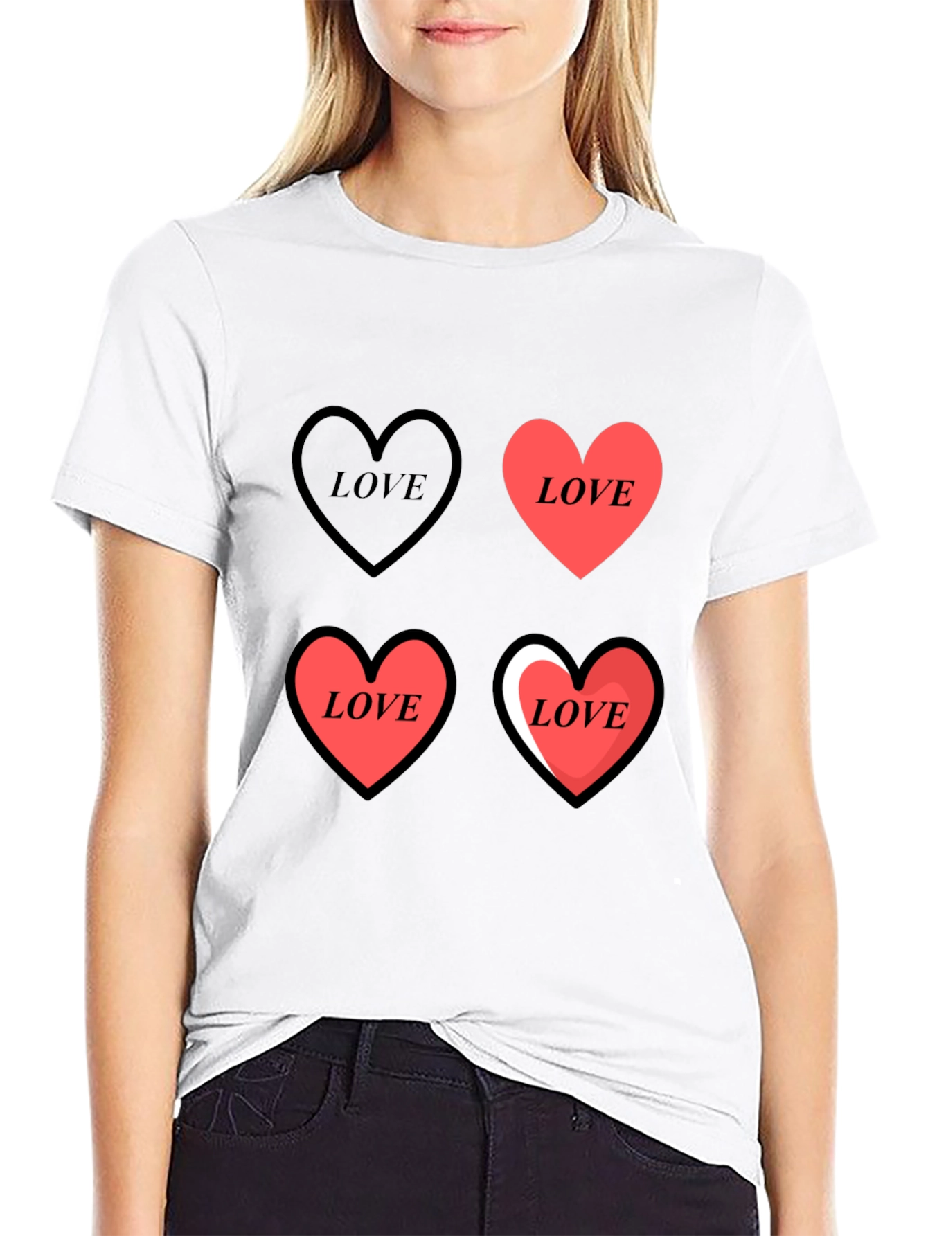 Love Heart Print Graphic Tee