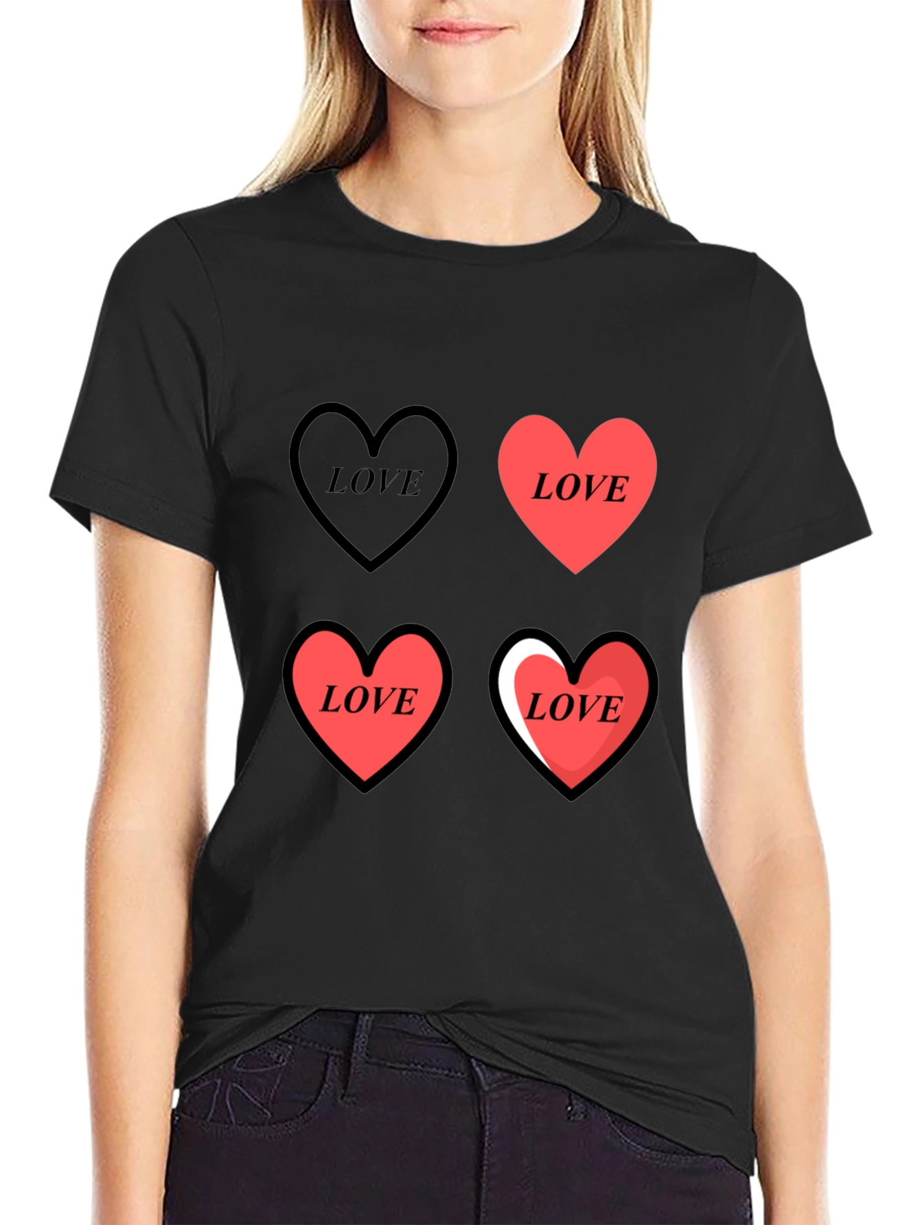 Love Heart Print Graphic Tee
