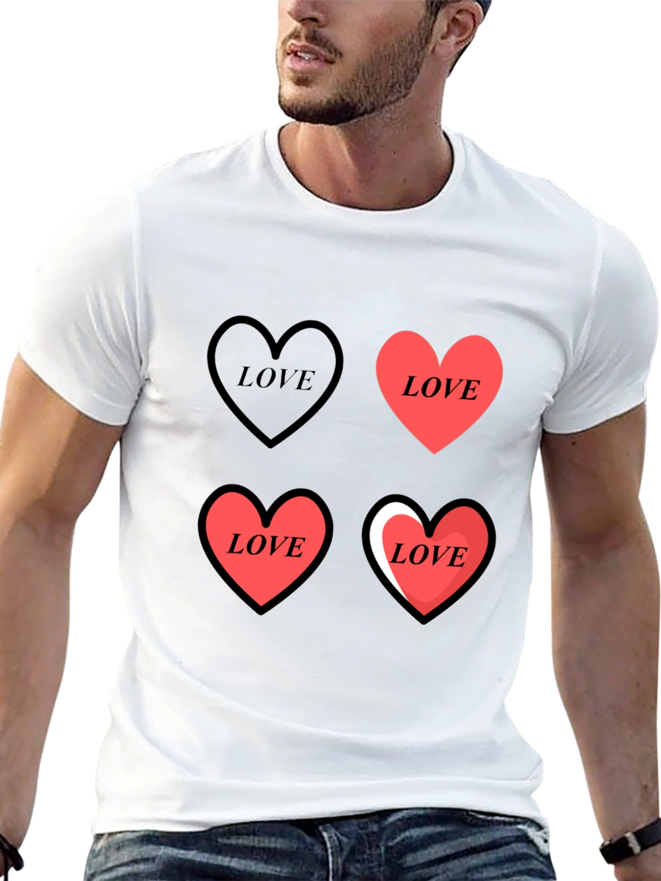 Love Heart Print Graphic Tee
