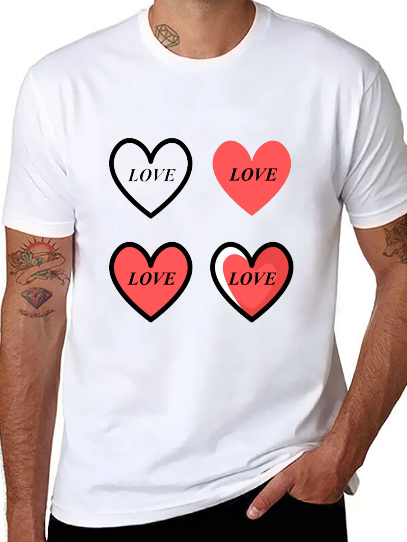Love Heart Print Graphic Tee