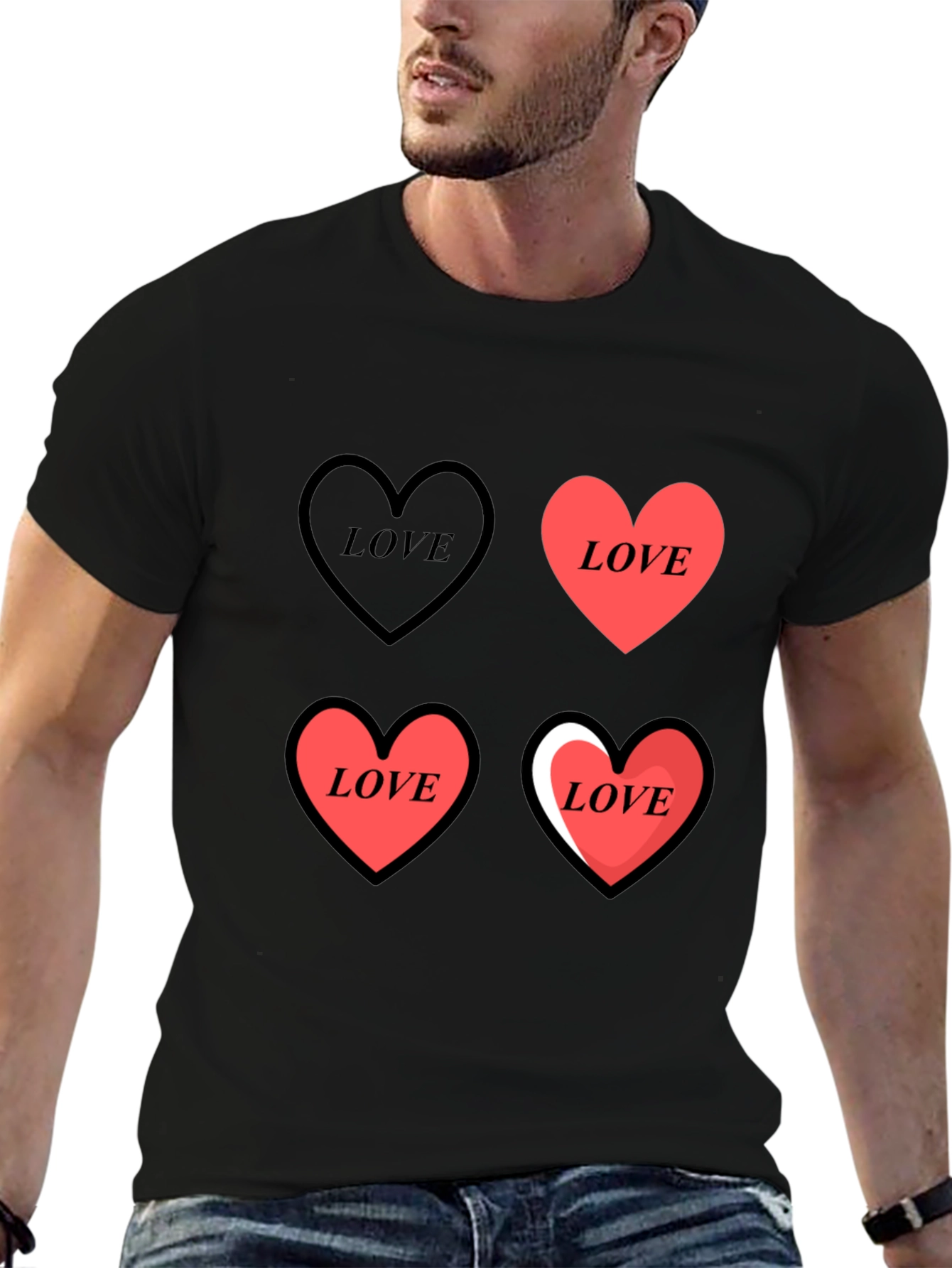Love Heart Print Graphic Tee