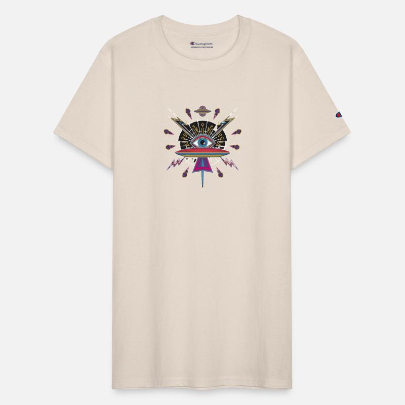 Psychedelic UFO Eye with Cosmic Lightning and