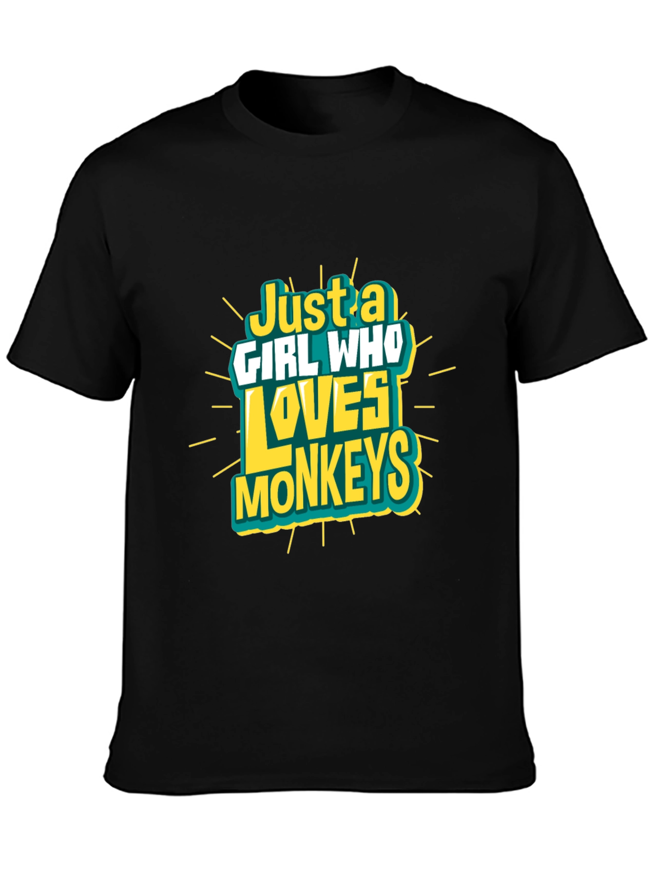 Just A Girl Who Loves Monkeys Black T-Shirt
