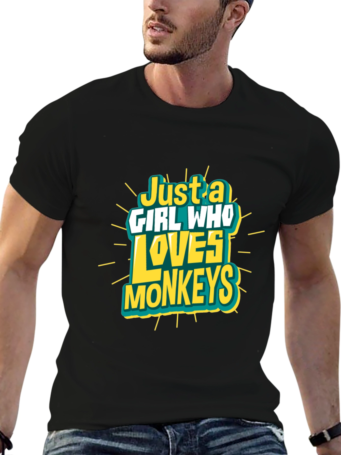 Just A Girl Who Loves Monkeys Black T-Shirt
