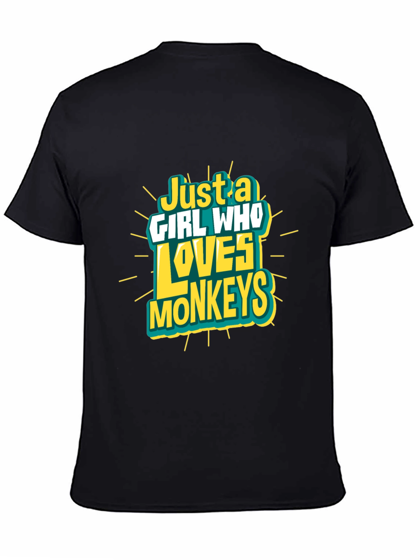 Just A Girl Who Loves Monkeys Black T-Shirt
