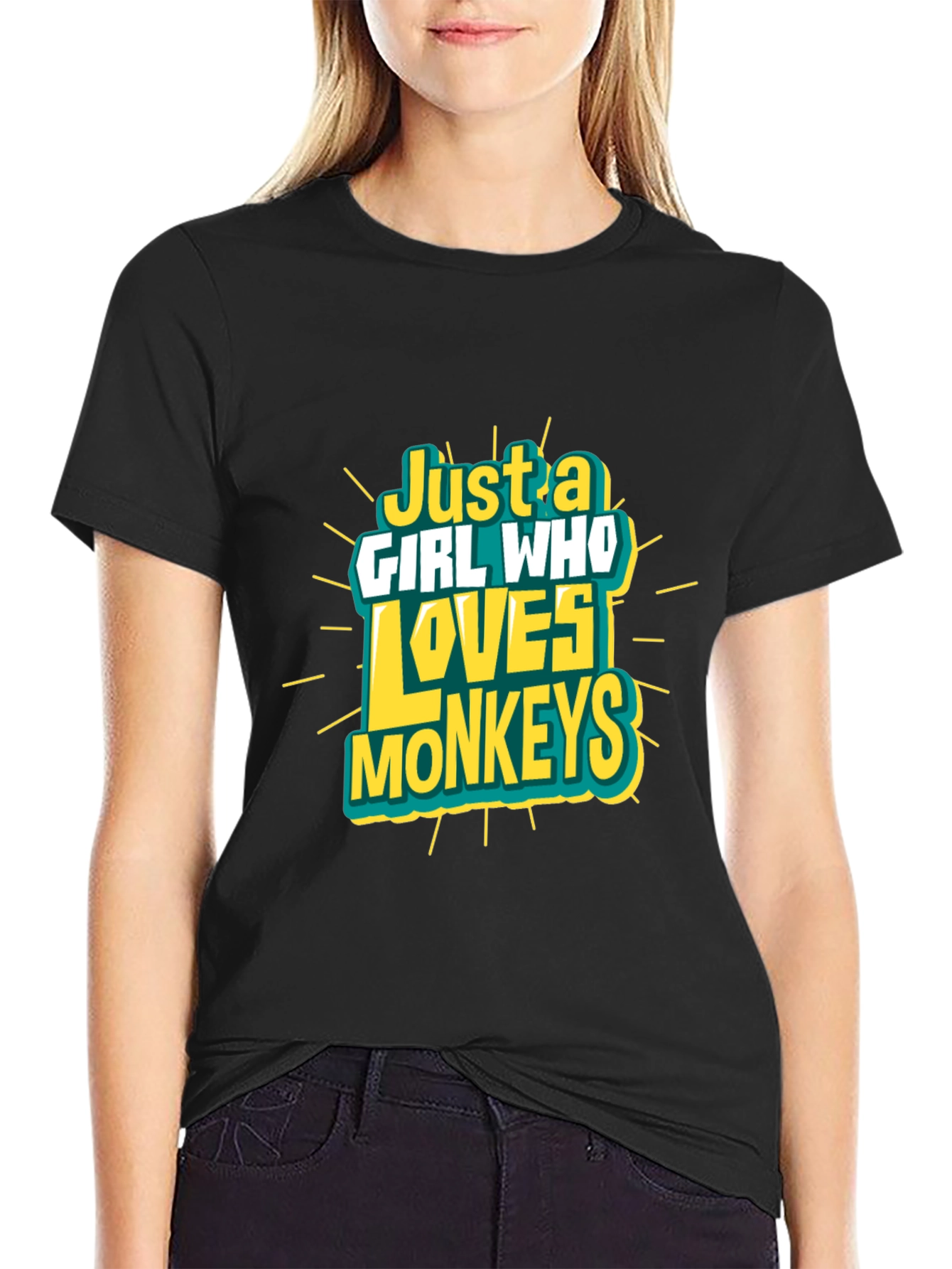 Just A Girl Who Loves Monkeys Black T-Shirt