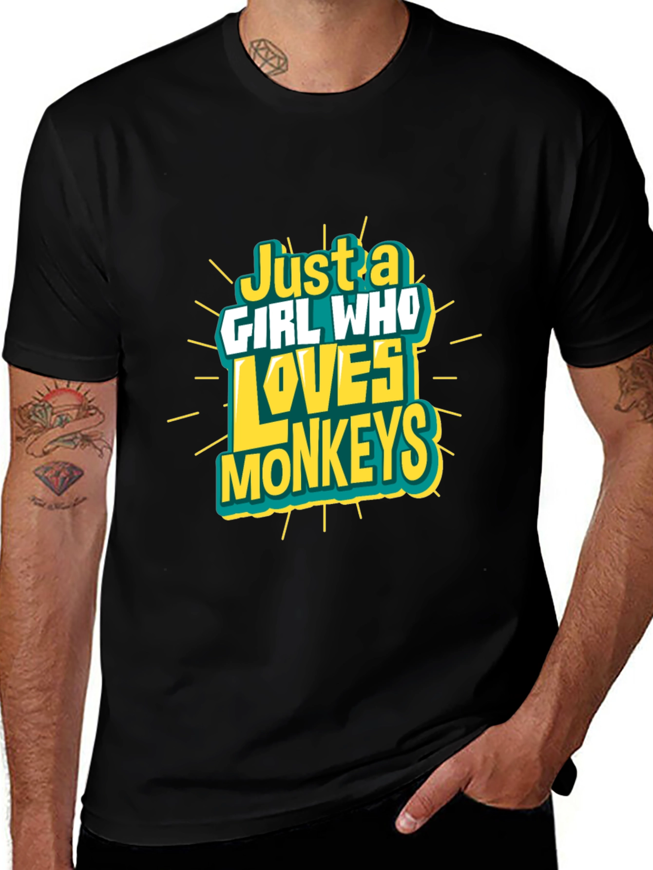 Just A Girl Who Loves Monkeys Black T-Shirt