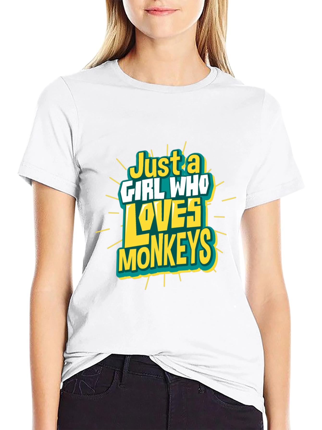Just A Girl Who Loves Monkeys Black T-Shirt