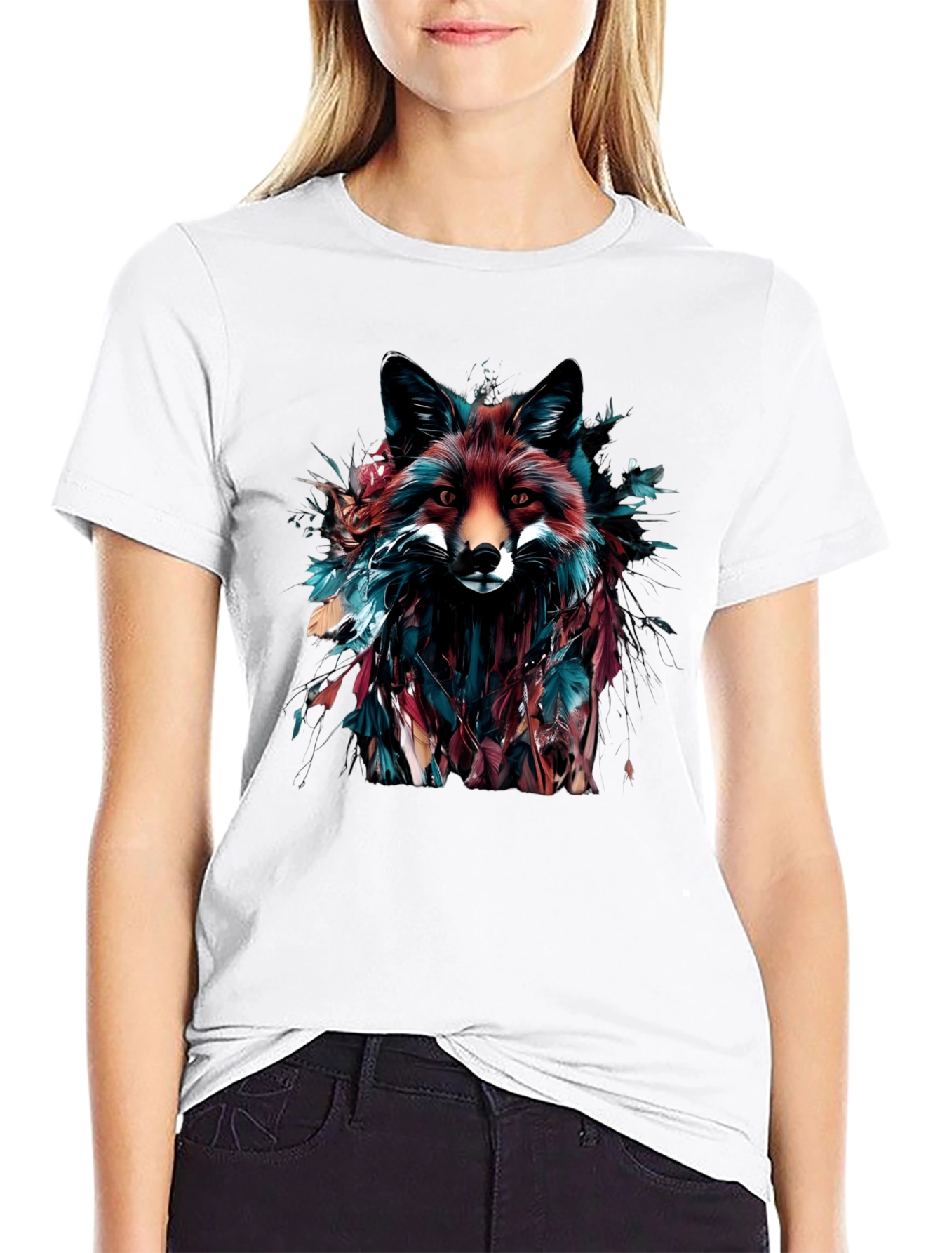 Fox Graphic Print Black T-Shirt