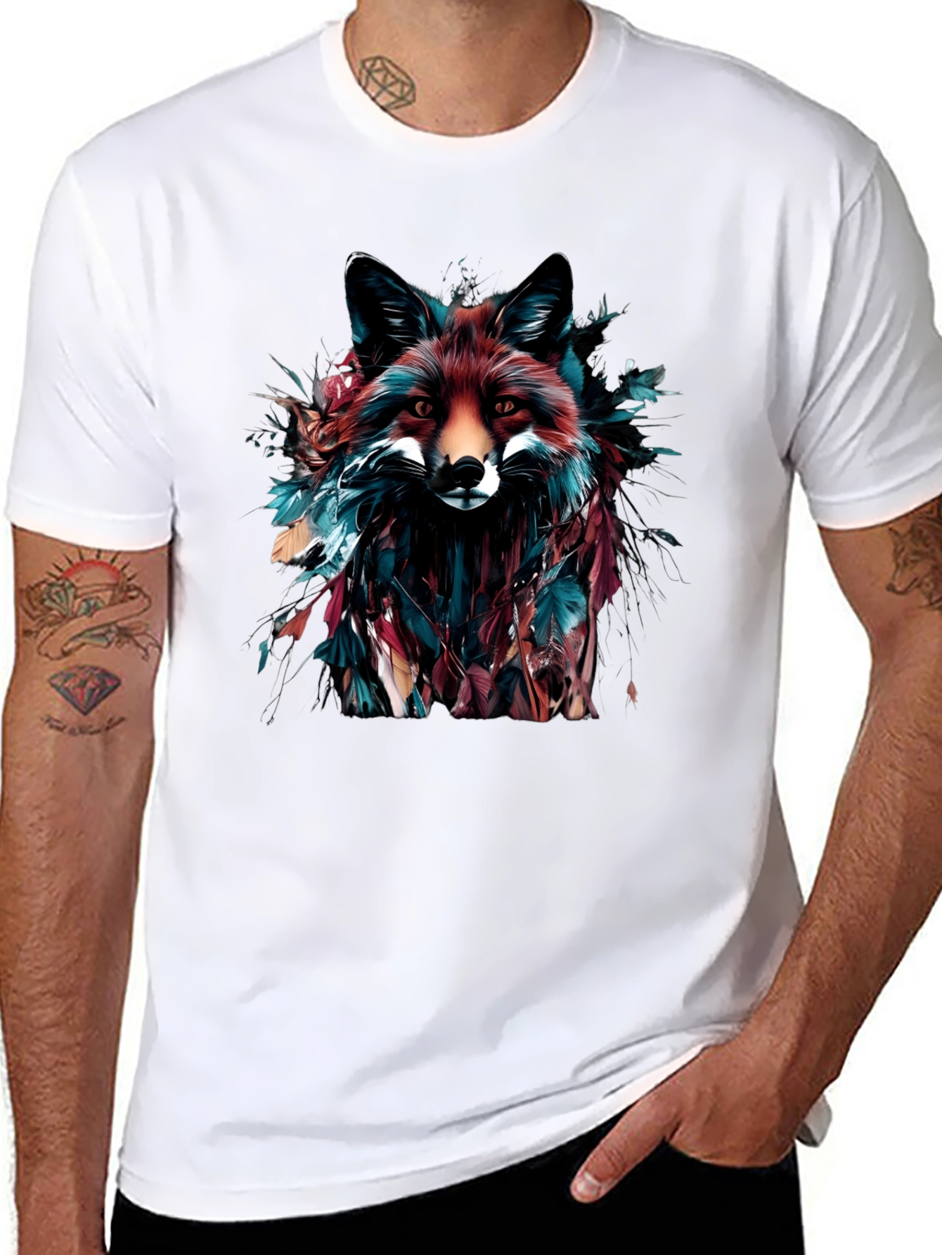 Fox Graphic Print Black T-Shirt