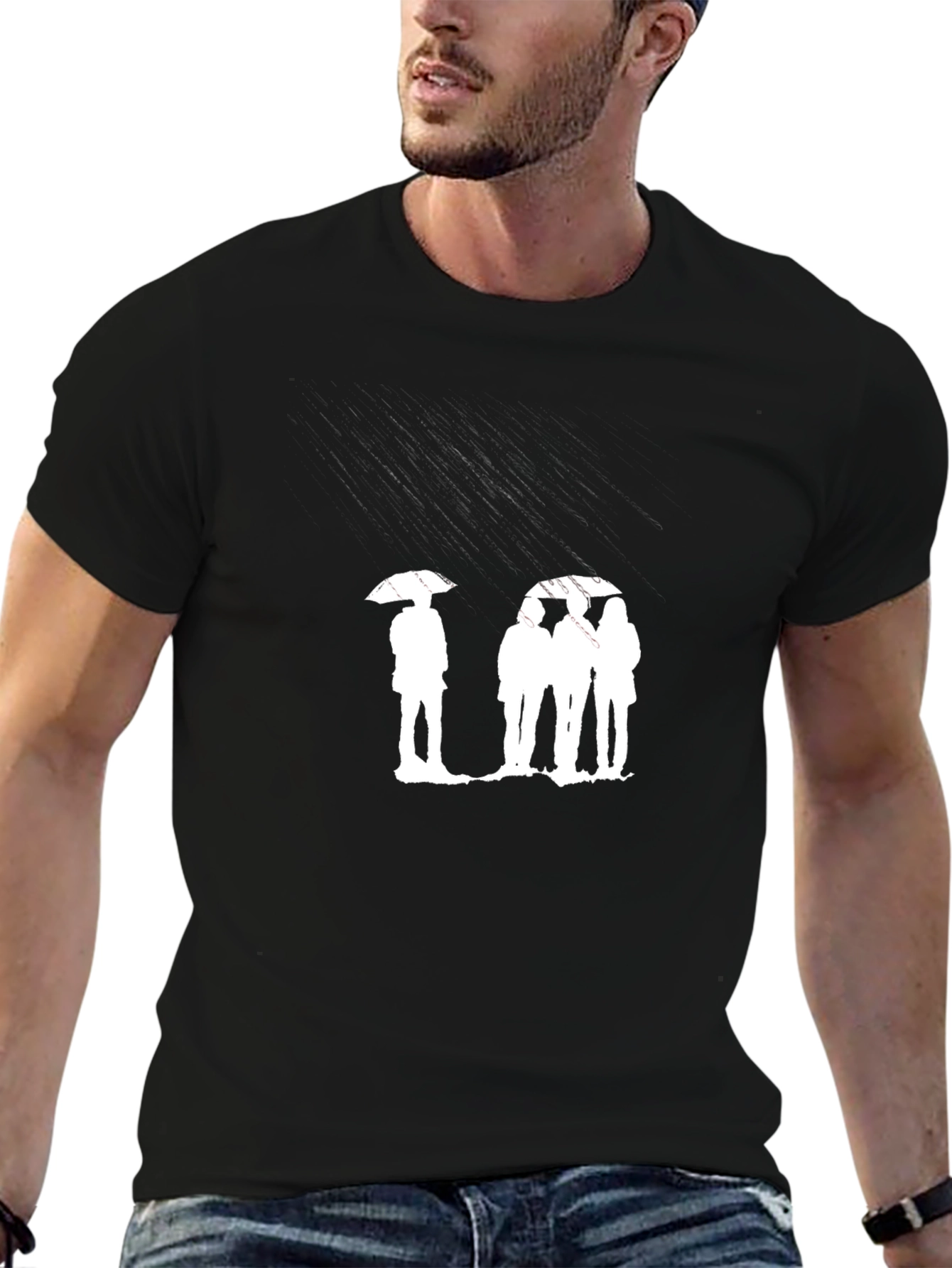 Umbrella Silhouette Graphic Tee - Black Cotton