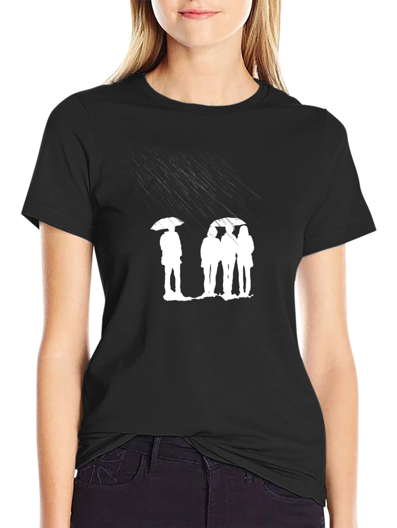 Umbrella Silhouette Graphic Tee - Black Cotton