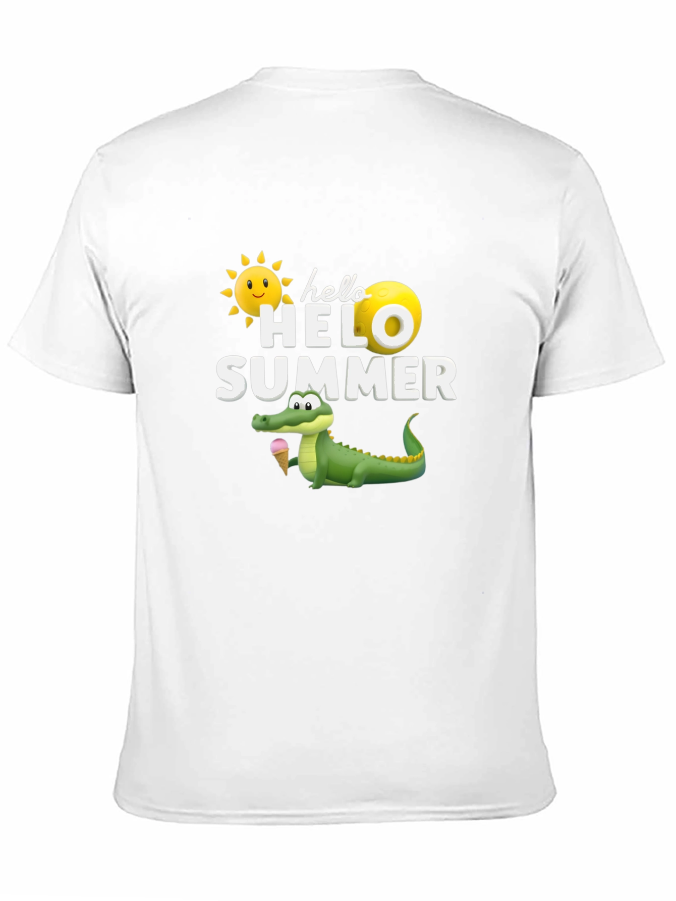 Hello Summer Graphic T-Shirt Alligator Ice Cream Tee