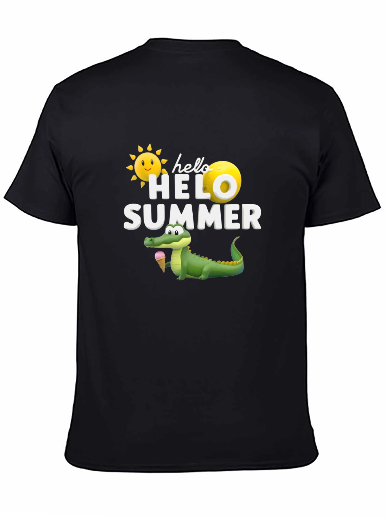 Hello Summer Graphic T-Shirt Alligator Ice Cream Tee