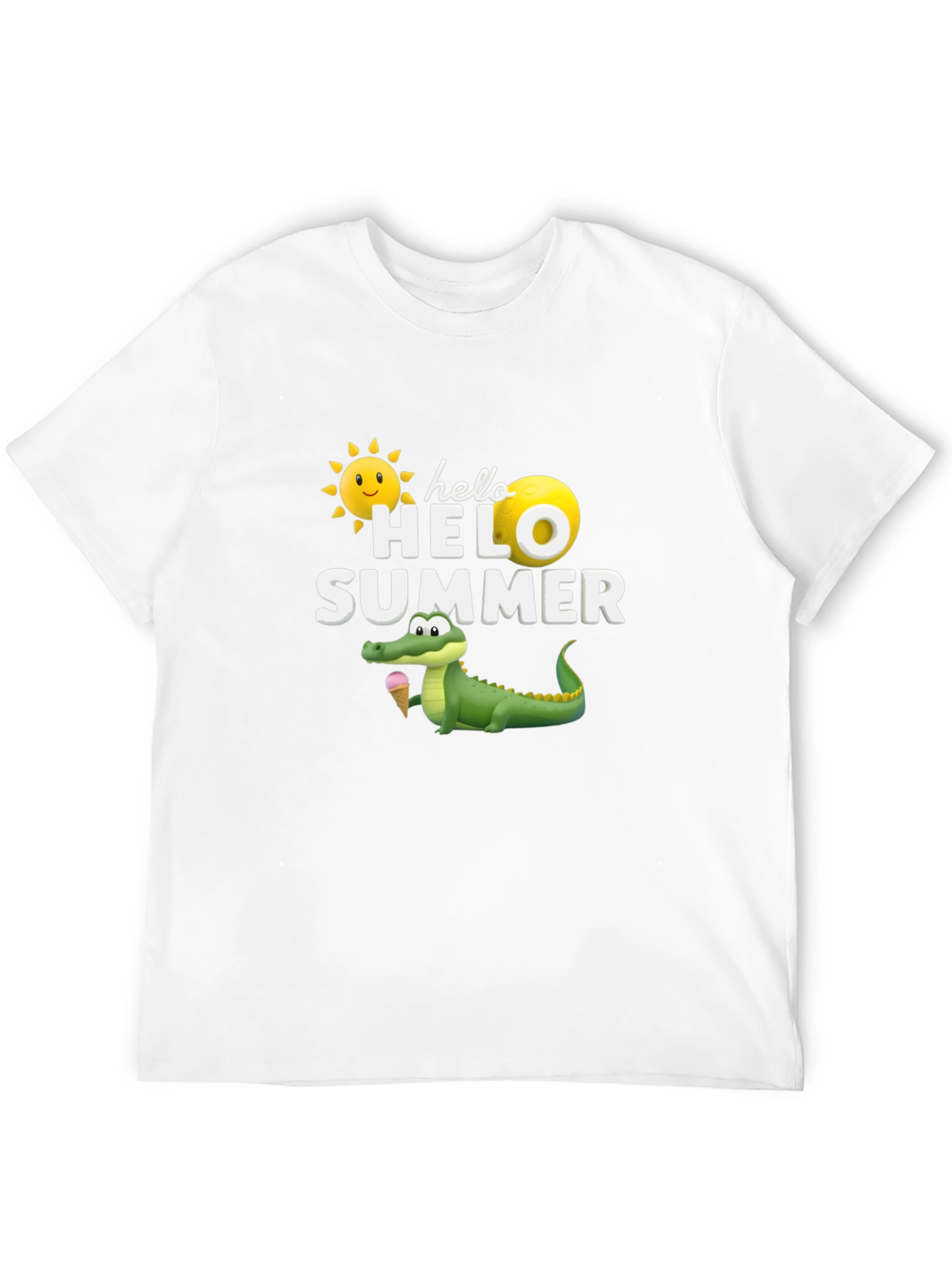 Hello Summer Graphic T-Shirt Alligator Ice Cream Tee