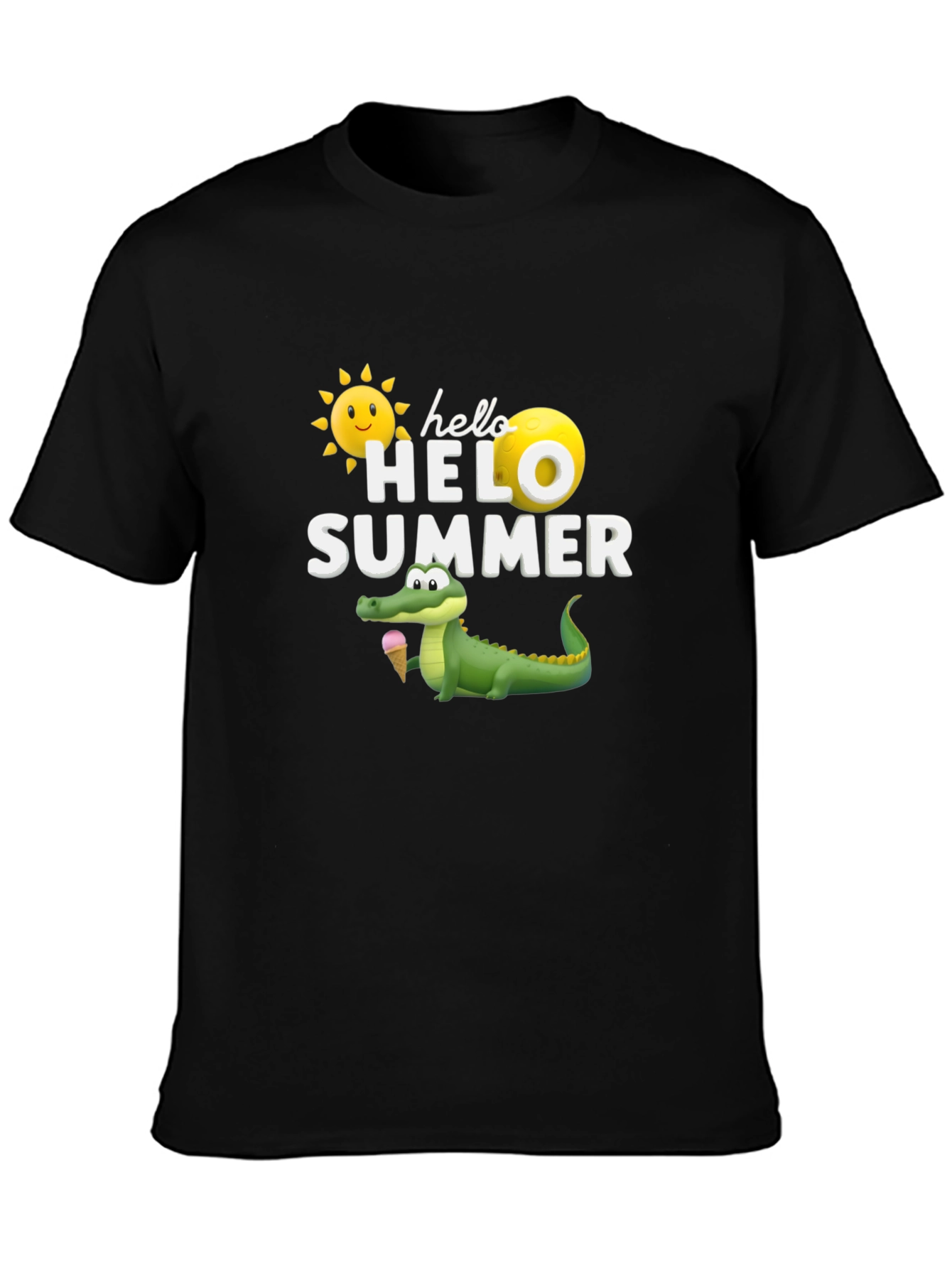 Hello Summer Graphic T-Shirt Alligator Ice Cream Tee