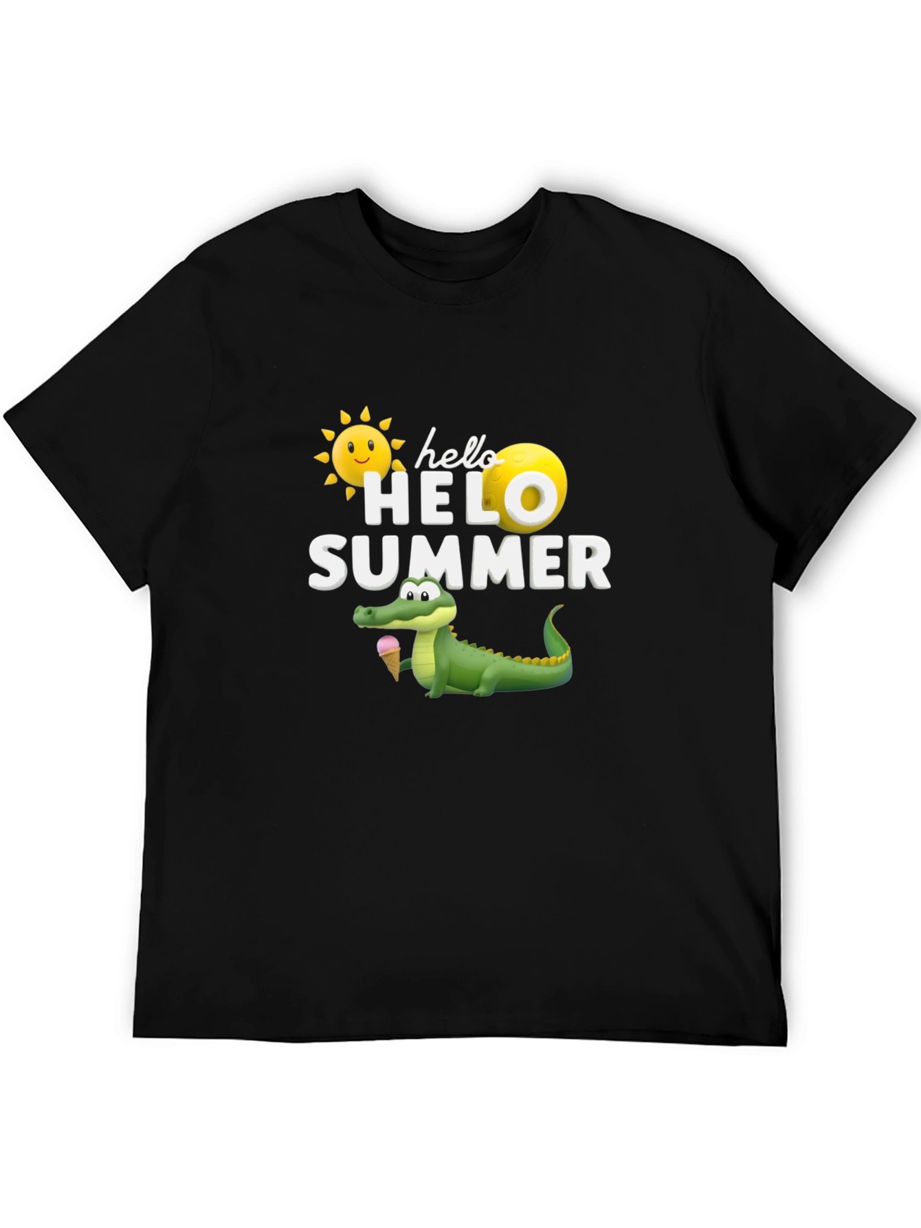 Hello Summer Graphic T-Shirt Alligator Ice Cream Tee