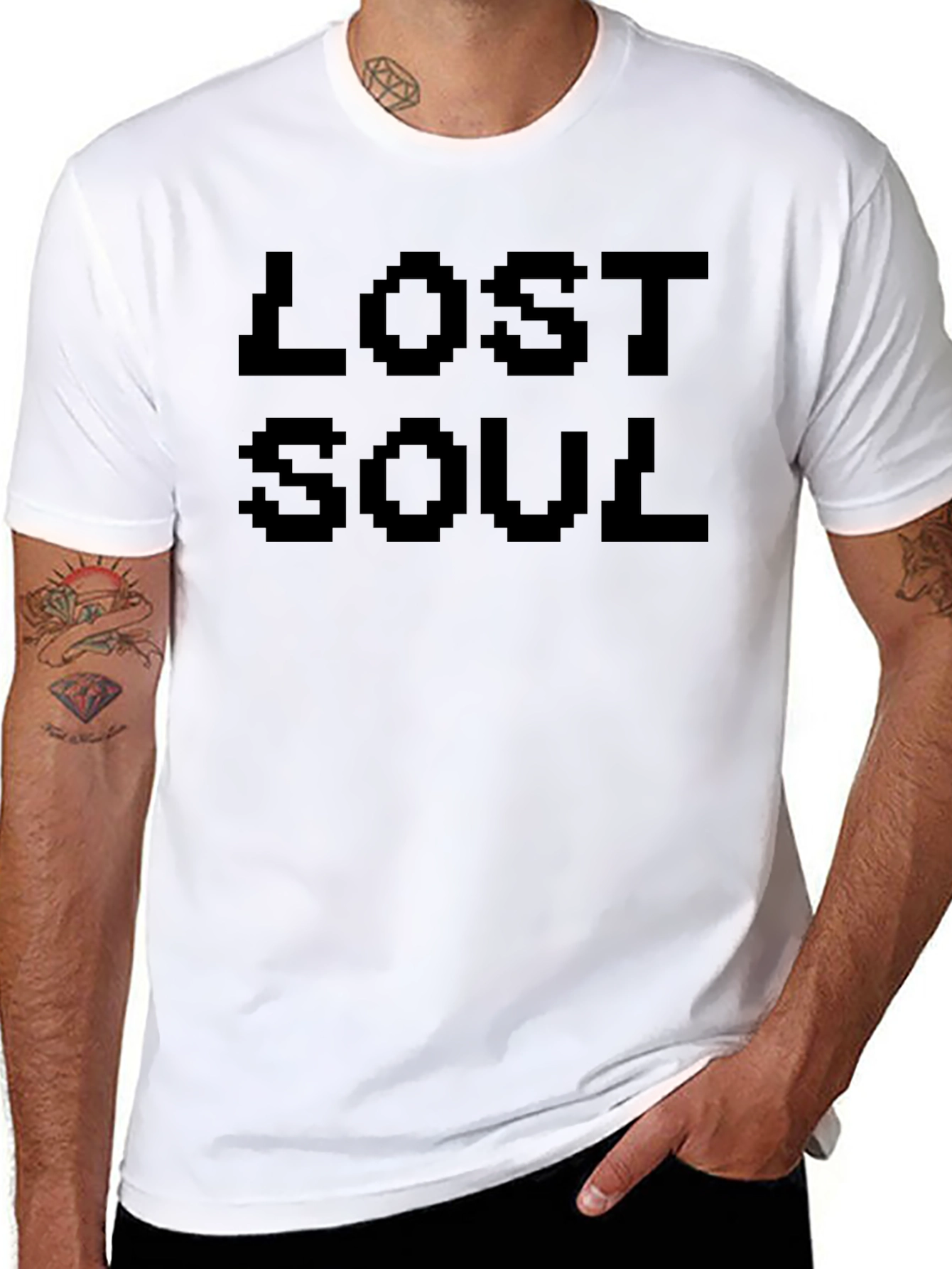 Pixelated Lost Soul Black T-Shirt - Retro Gaming Style