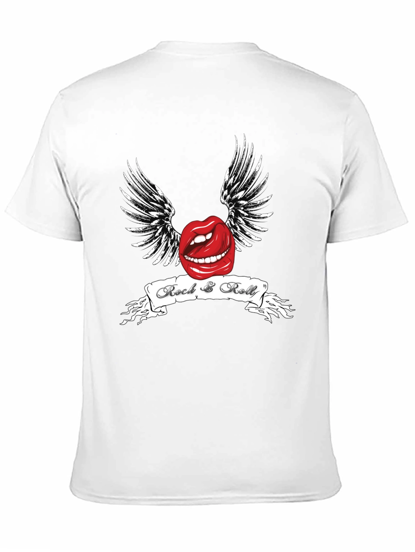 Rock & Roll Lips Graphic Black T-Shirt