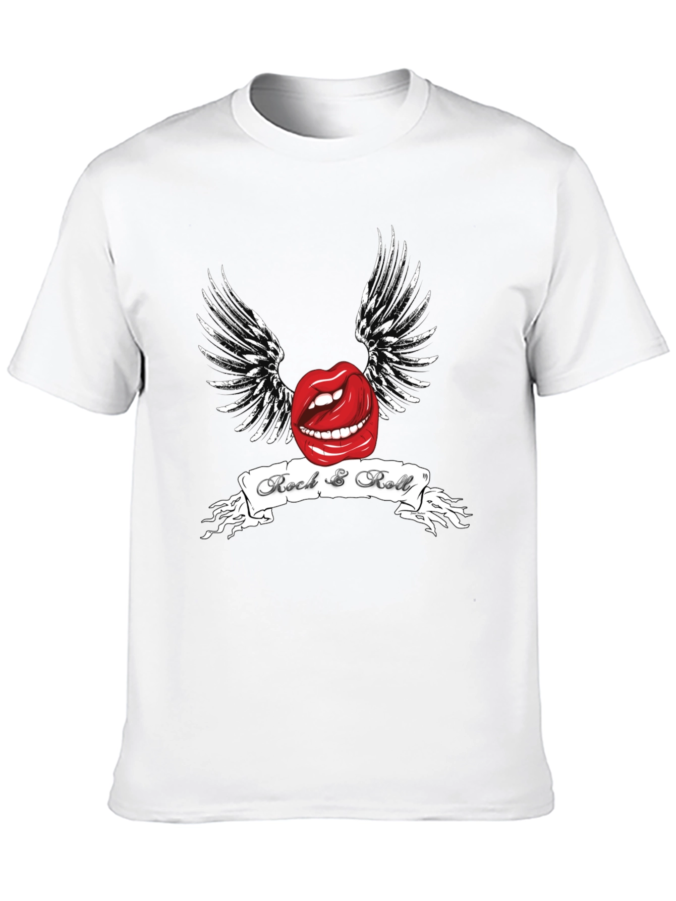 Rock & Roll Lips Graphic Black T-Shirt
