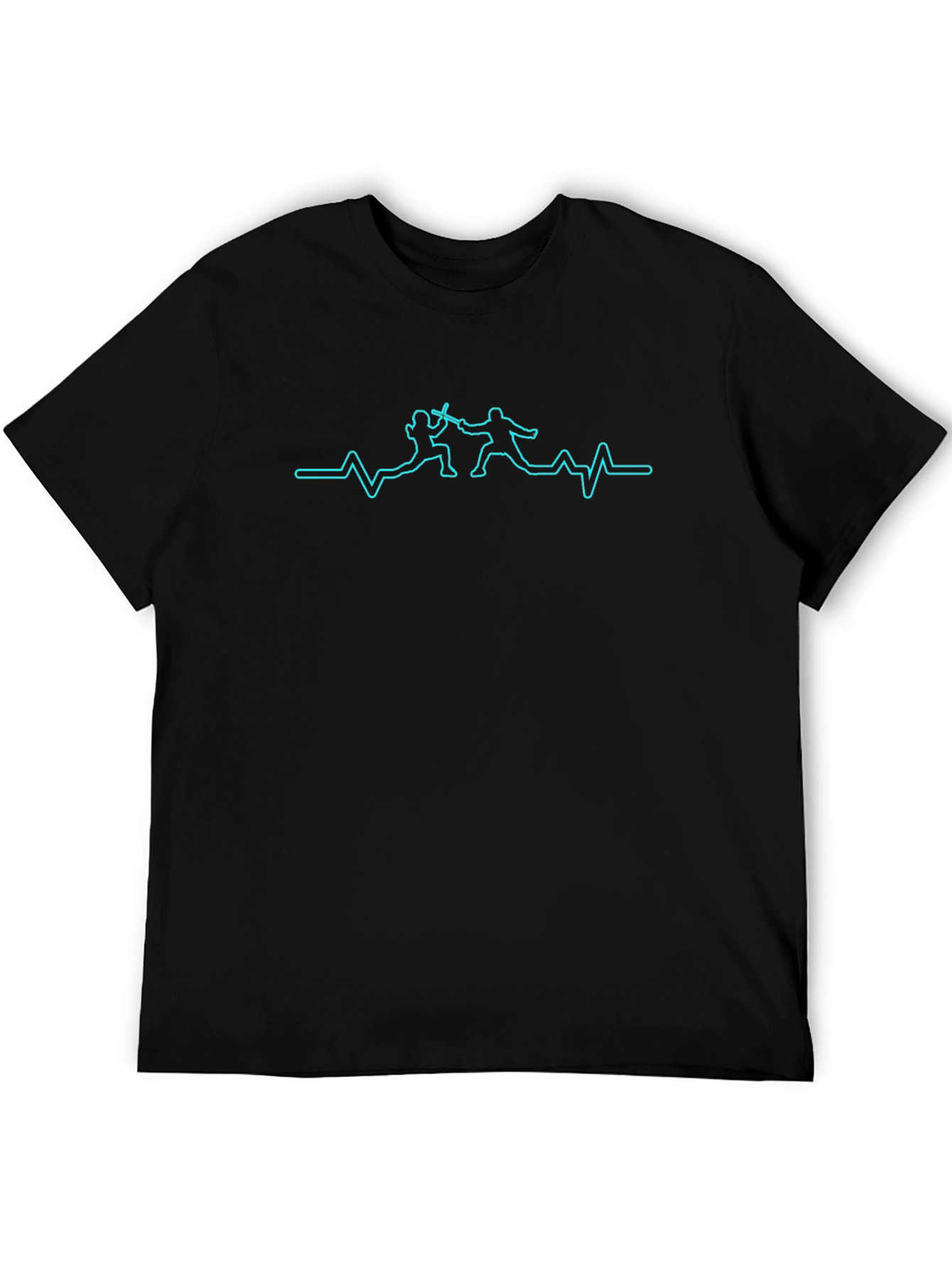 Fencing Heartbeat T-Shirt - Black