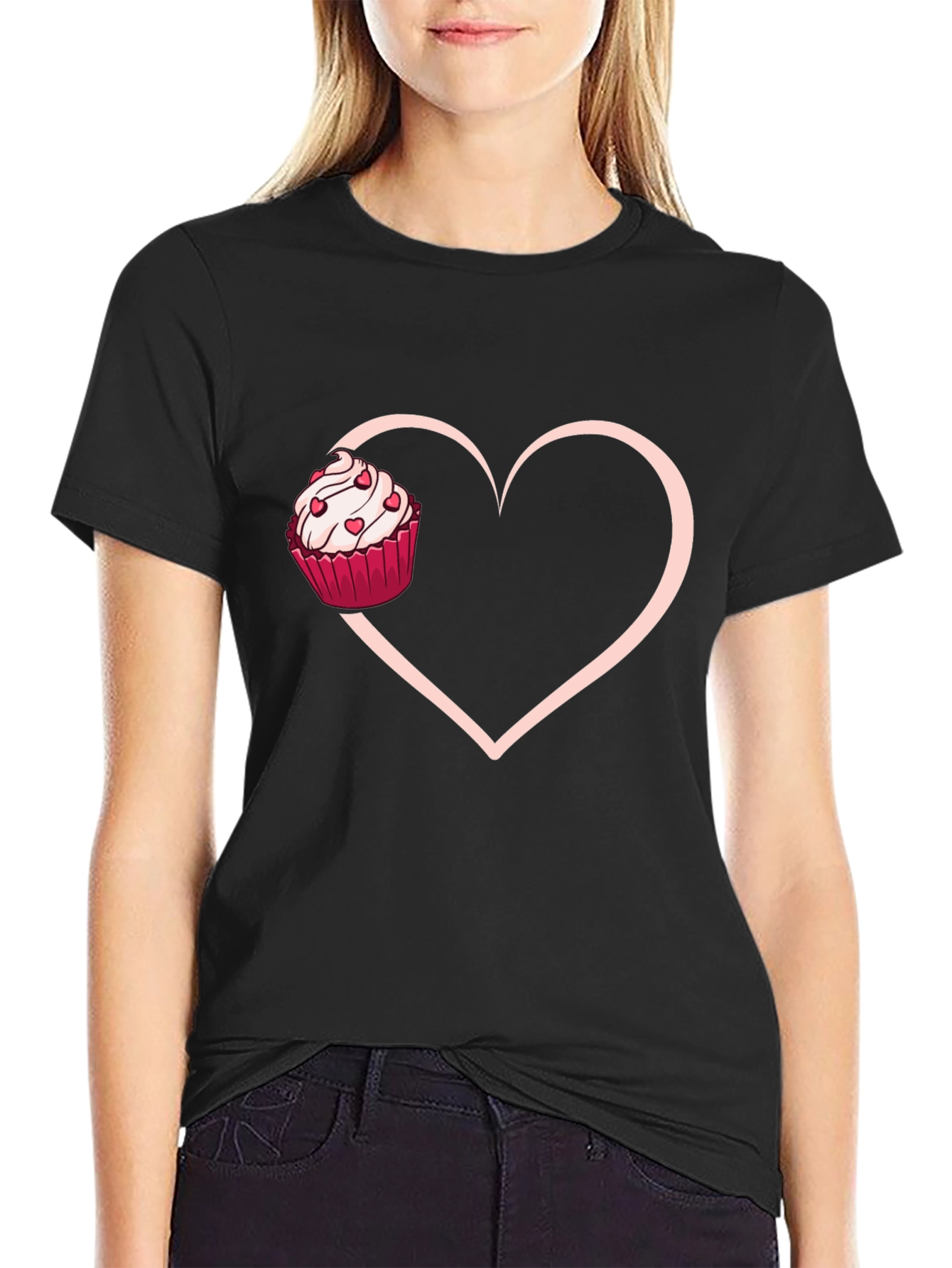 Cupcake Heart Graphic Tee - Sweet Love T-Shirt
