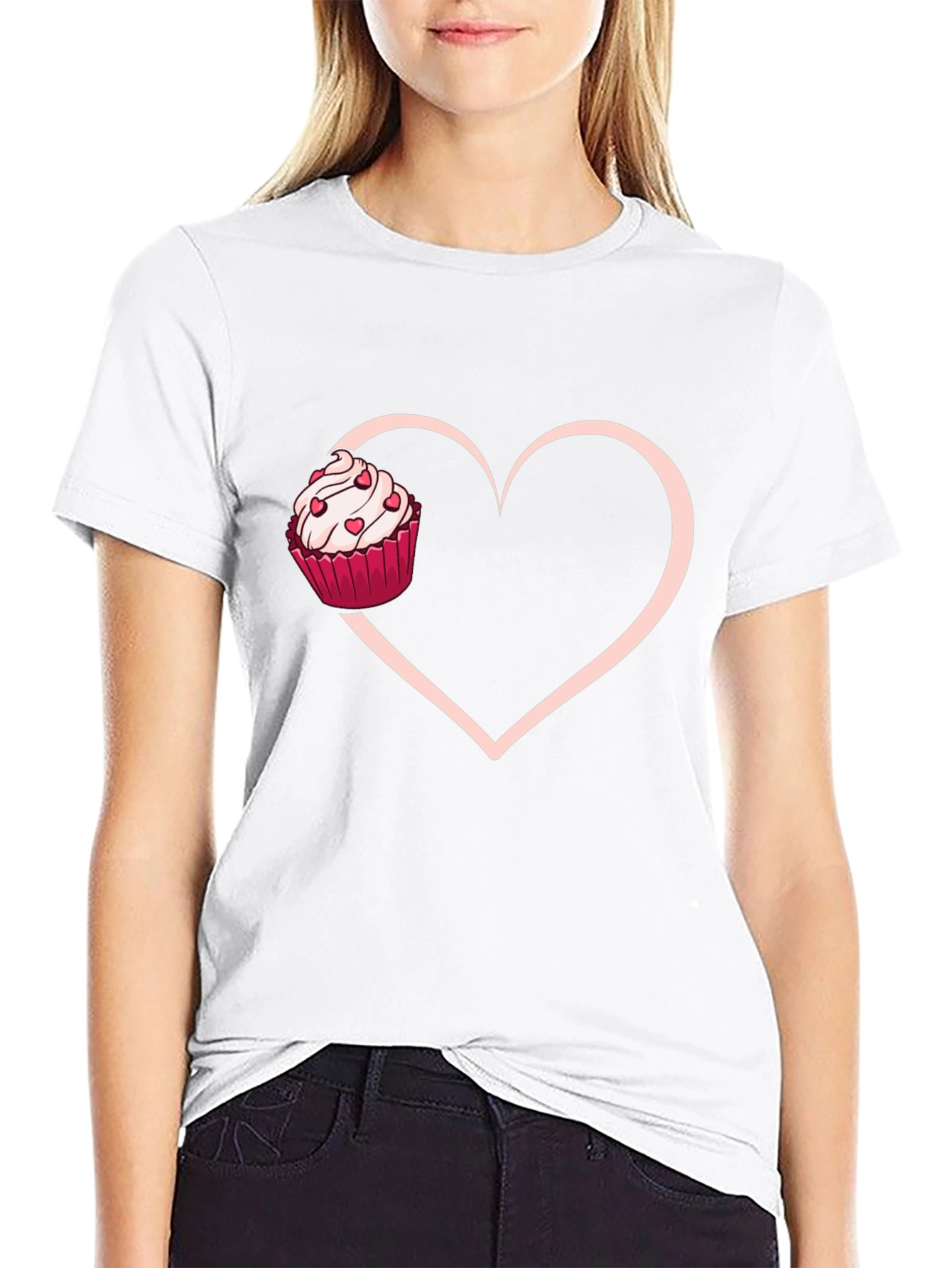 Cupcake Heart Graphic Tee - Sweet Love T-Shirt