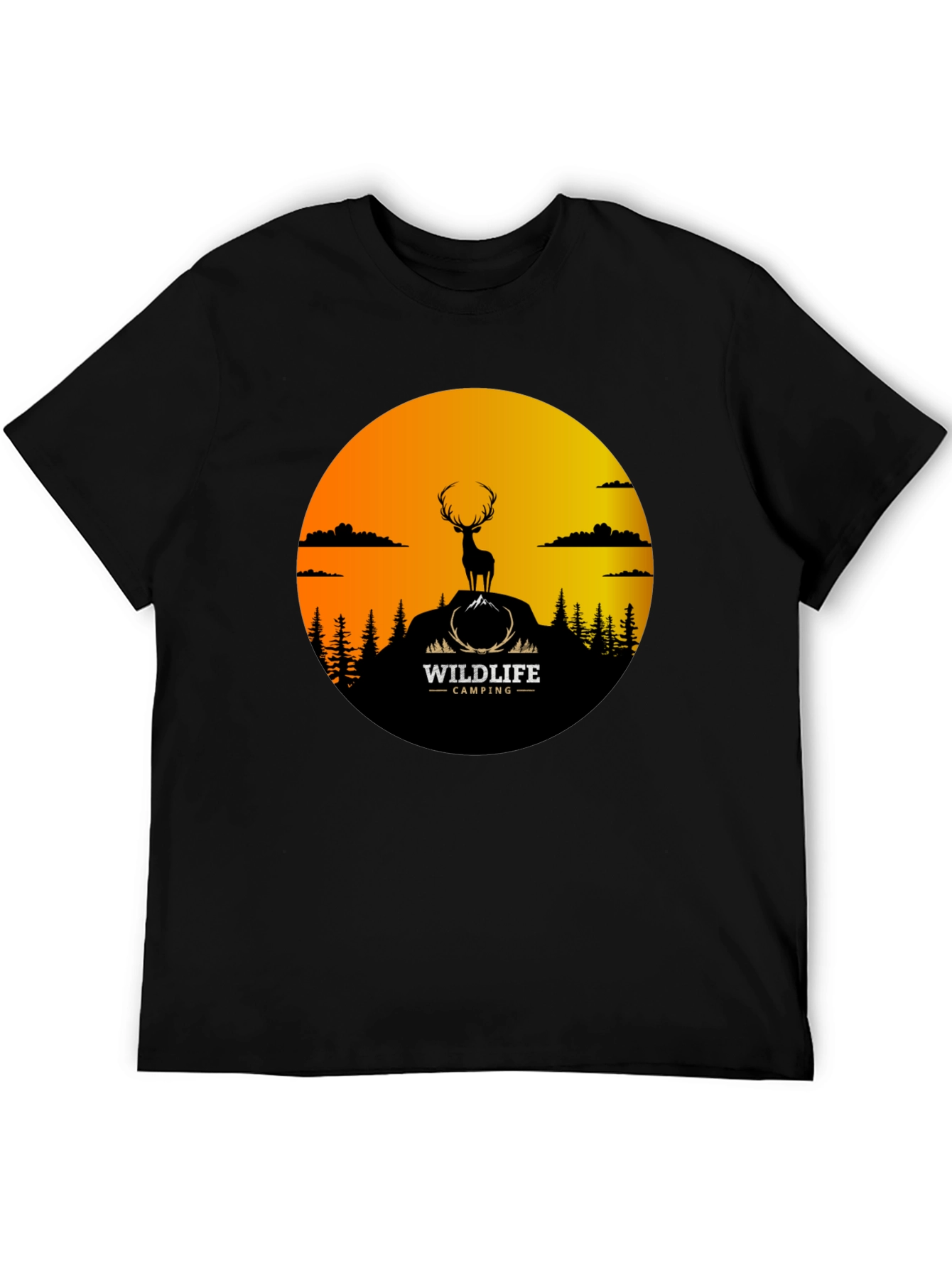 Wildlife Camping Graphic Tee - Deer Silhouette